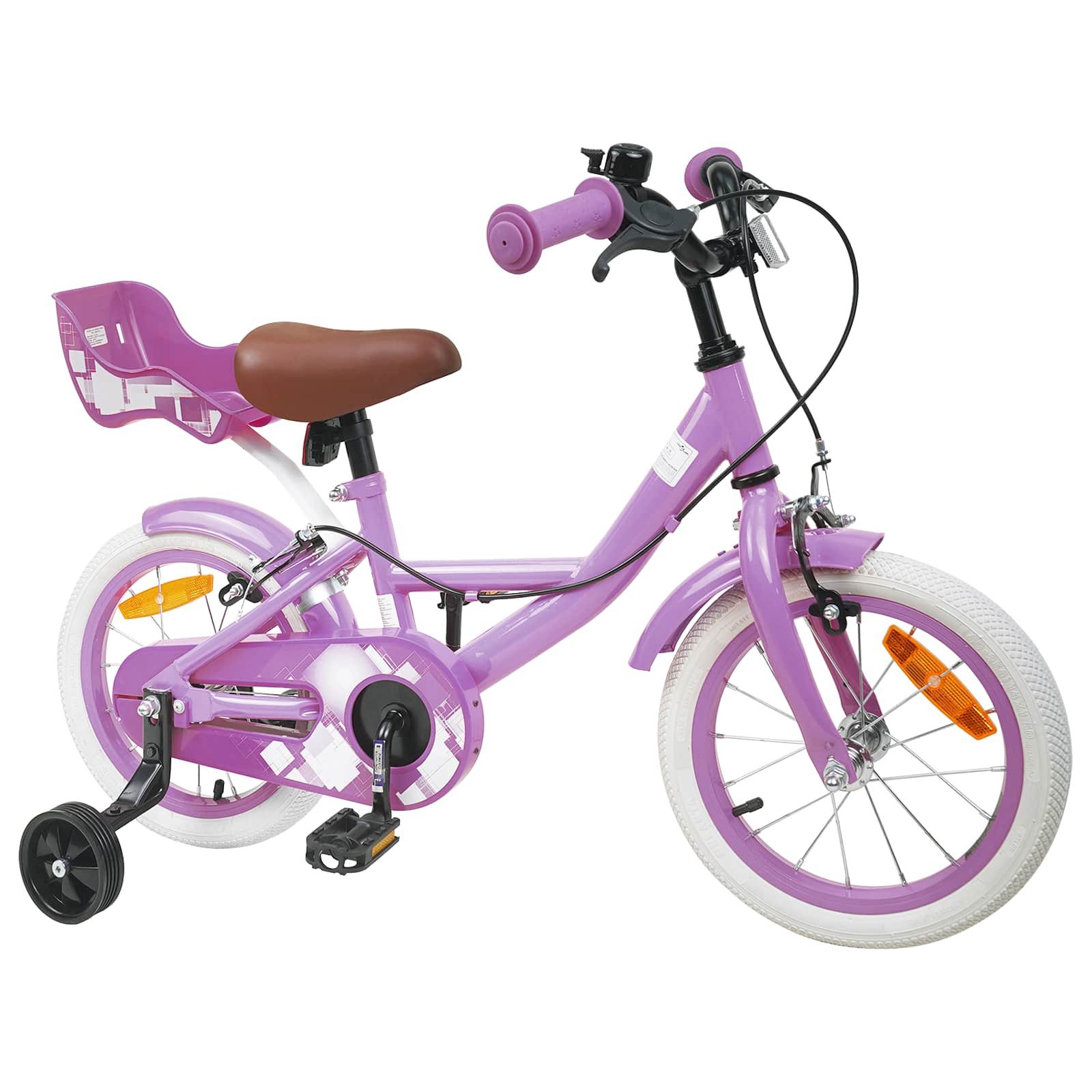 vidaXL Kinderfahrrad 90 x 49 x 67,5 cm Kinderfahrrad 12 Zoll für 2-4 Jahre alt Lila Stützrä