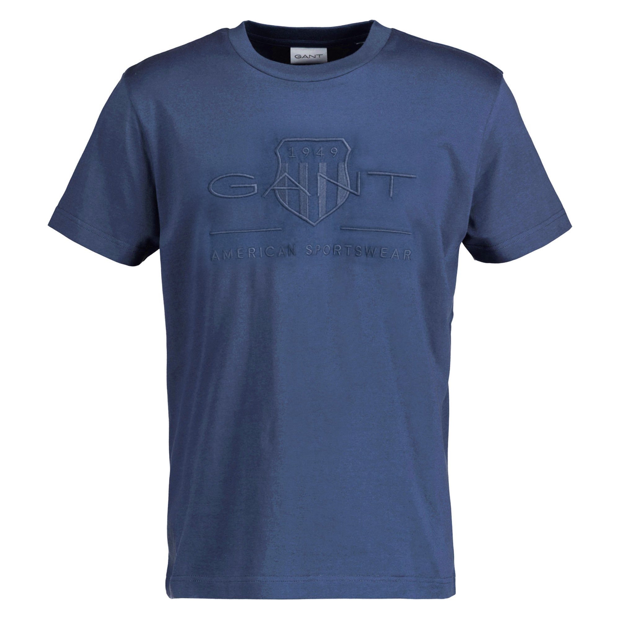 Gant T-Shirt Herren T-Shirt - REG TONAL SHIELD T-SHIRT Dunkelblau