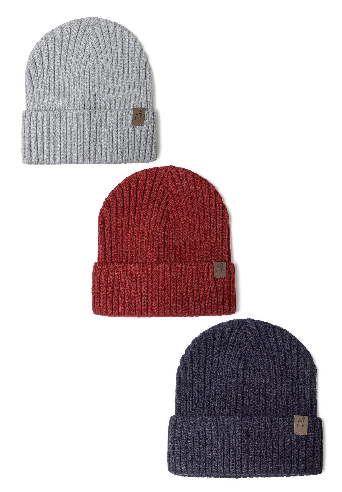 MINOTI Beanie Drei Mützen in verschiedenen Farben (3-er Pack) mit Umschlag
