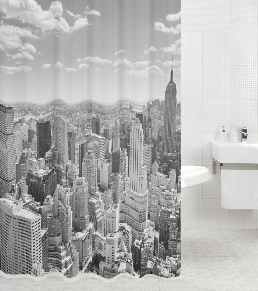 Sanilo Duschvorhang Skyline New York 180 x 200 cm, 100% wasserdicht, Anti-Schimmel-Effekt, hochwertige Qualität