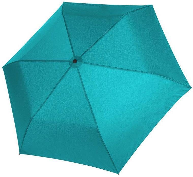 blau Aqua Taschenregenschirm uni, Blue doppler® 99 Zero