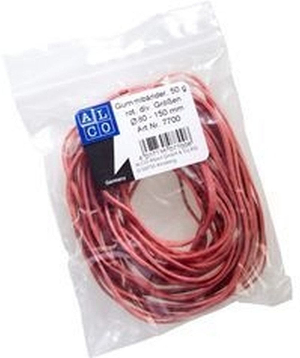 ALCO Gummibänder Gummiband Naturkautschuk sortiert rot 50g