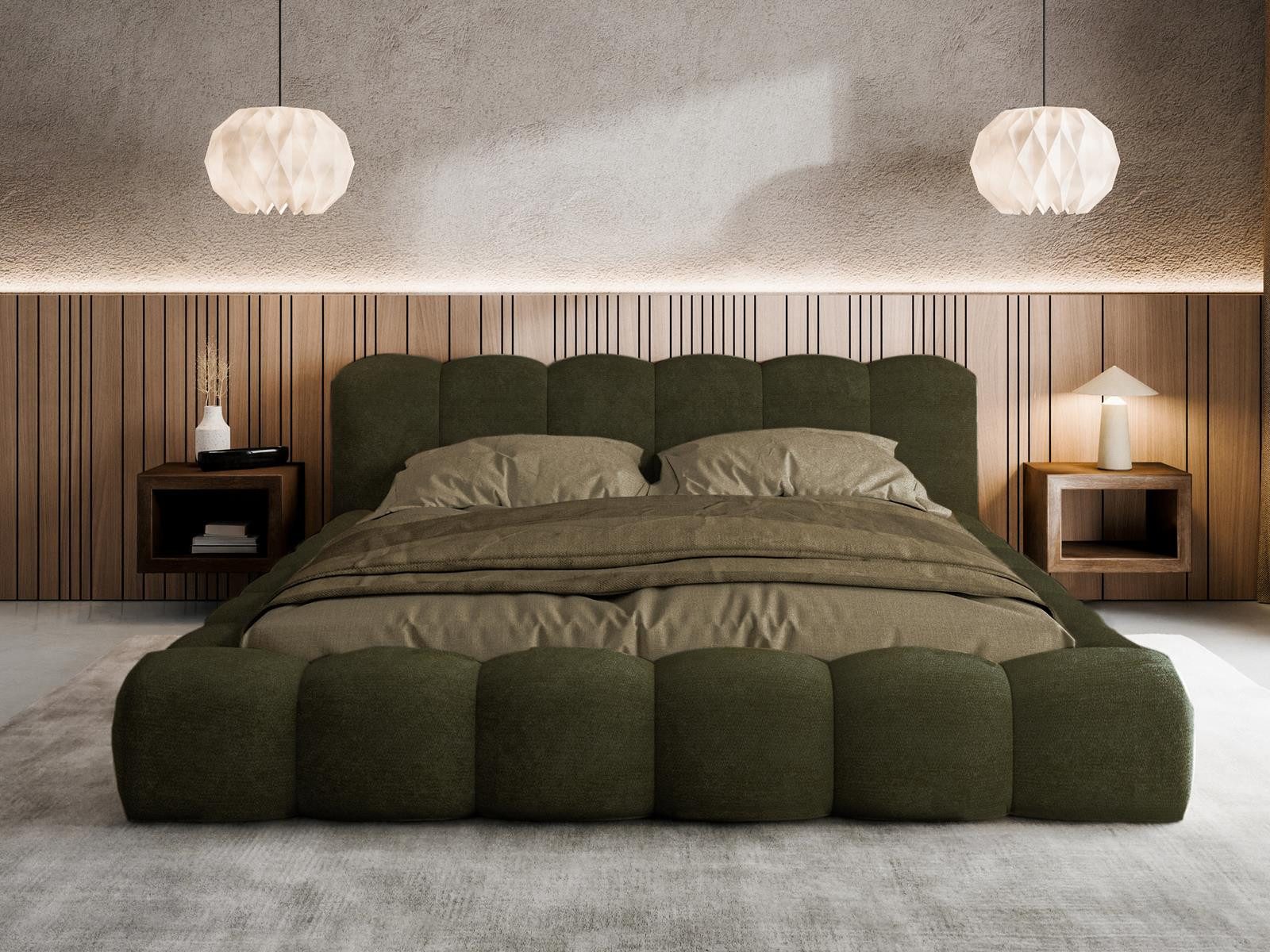 Compleo Polsterbett ERMS Bett bubble, Designerbett (Schlafzimmer Bett modern), (Chenille-Stoff), Doppelbett gepolstert, Wolkenbett