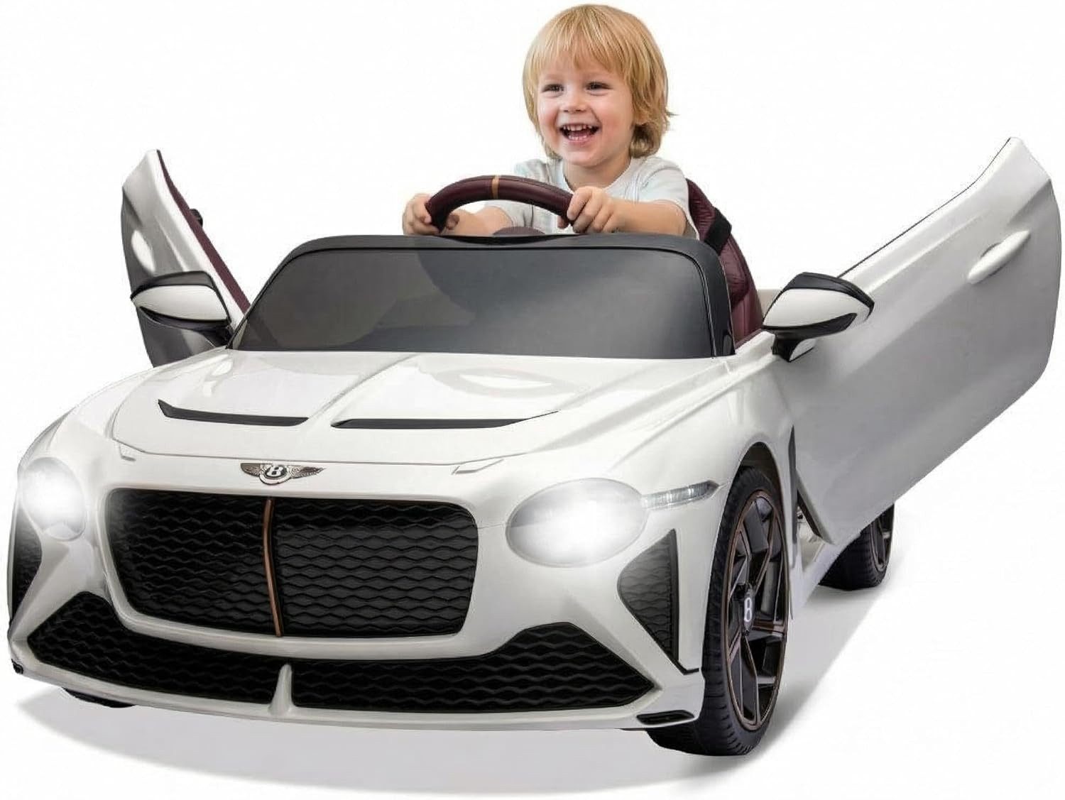 GarveeMore Elektro-Kinderauto Elektroauto Für Kinder 12V, Ferngesteuerte Elektrofahrzeuge Für Eltern, Flügeltüren, Federung, 3 Geschwindigkeitsstufen, LED-Beleuchtung, Hupe