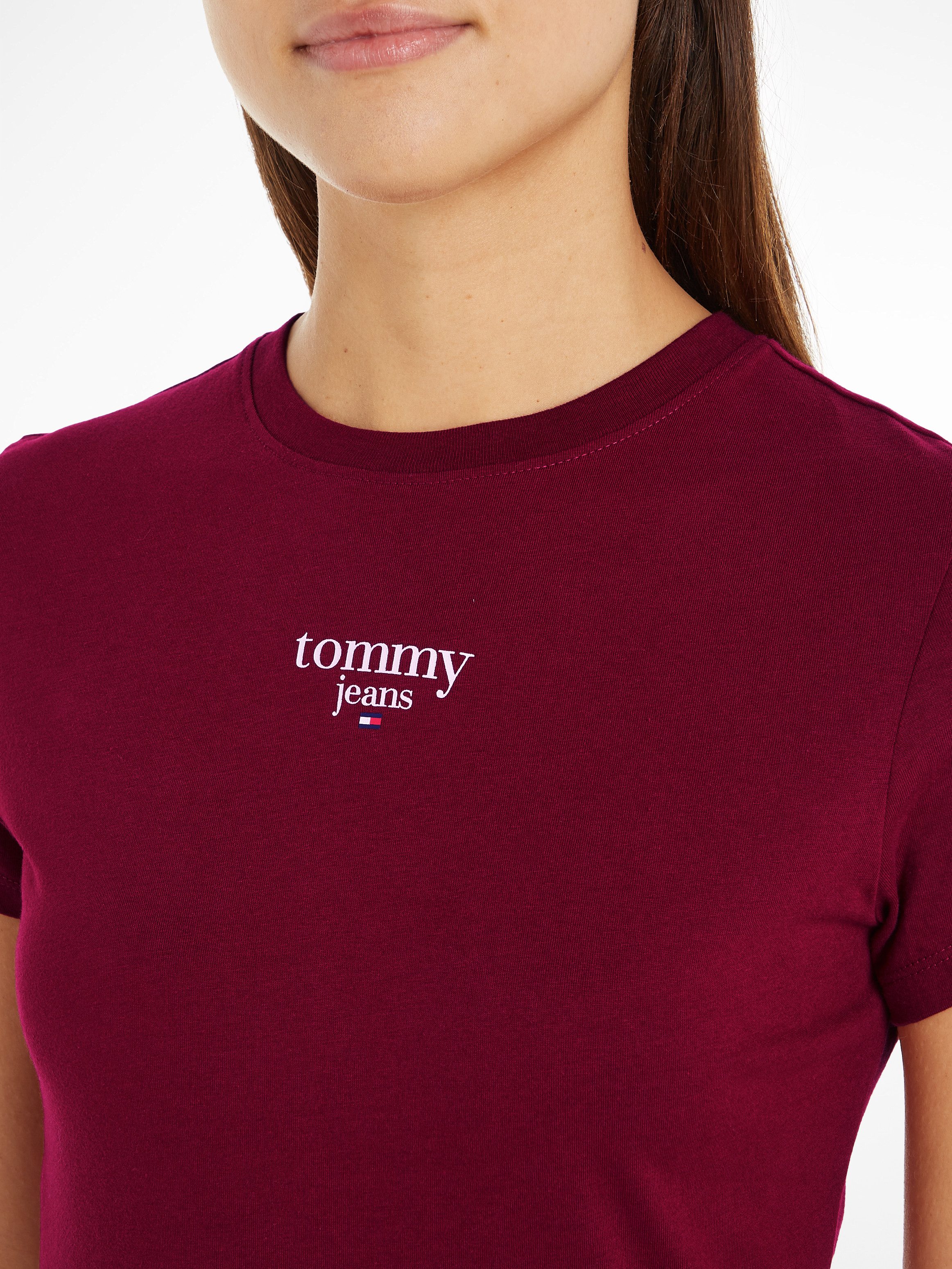 Tommy Jeans Rundhalsshirt TJW SLIM ESSENTIAL LOGO 1 SS EXT mit Tommy Jeans Logoschriftzug, Rundhals