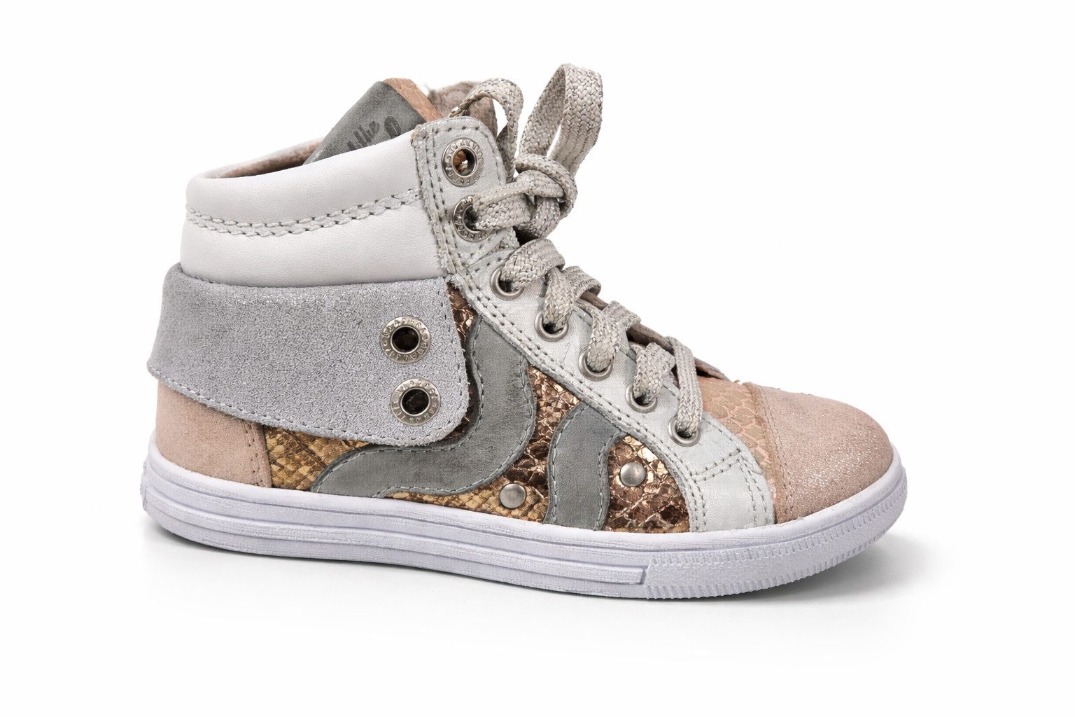 Braqeez Mädchen 417161 aus Leder – High Top Kinderschuhe modisch cool bequem Sneaker aus echtem Leder
