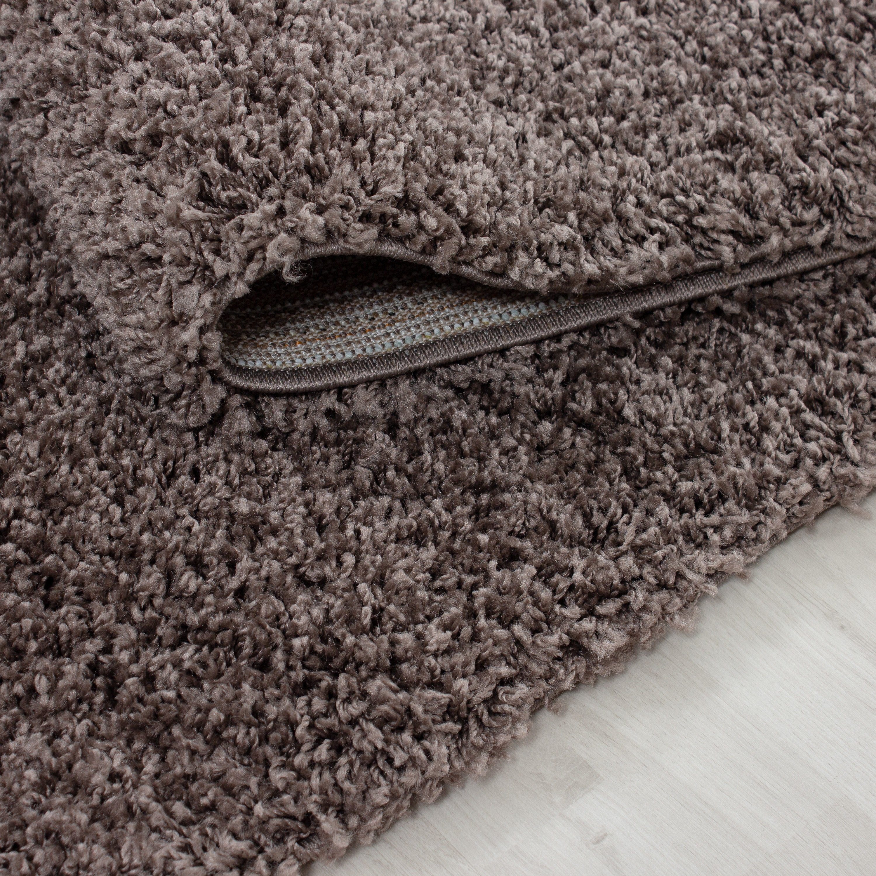 Teppium Teppich Unicolor - Einfarbig, Rund, Höhe: 30 mm, Einfarbig Shaggy Teppich Wohnzimmer Langflor versch. farben und größen