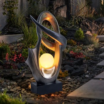 Globo Gartenleuchte, LED-Leuchtmittel fest verbaut, LED Solar Deko Außen Lampe Feuer Effekt Garten Terrassen