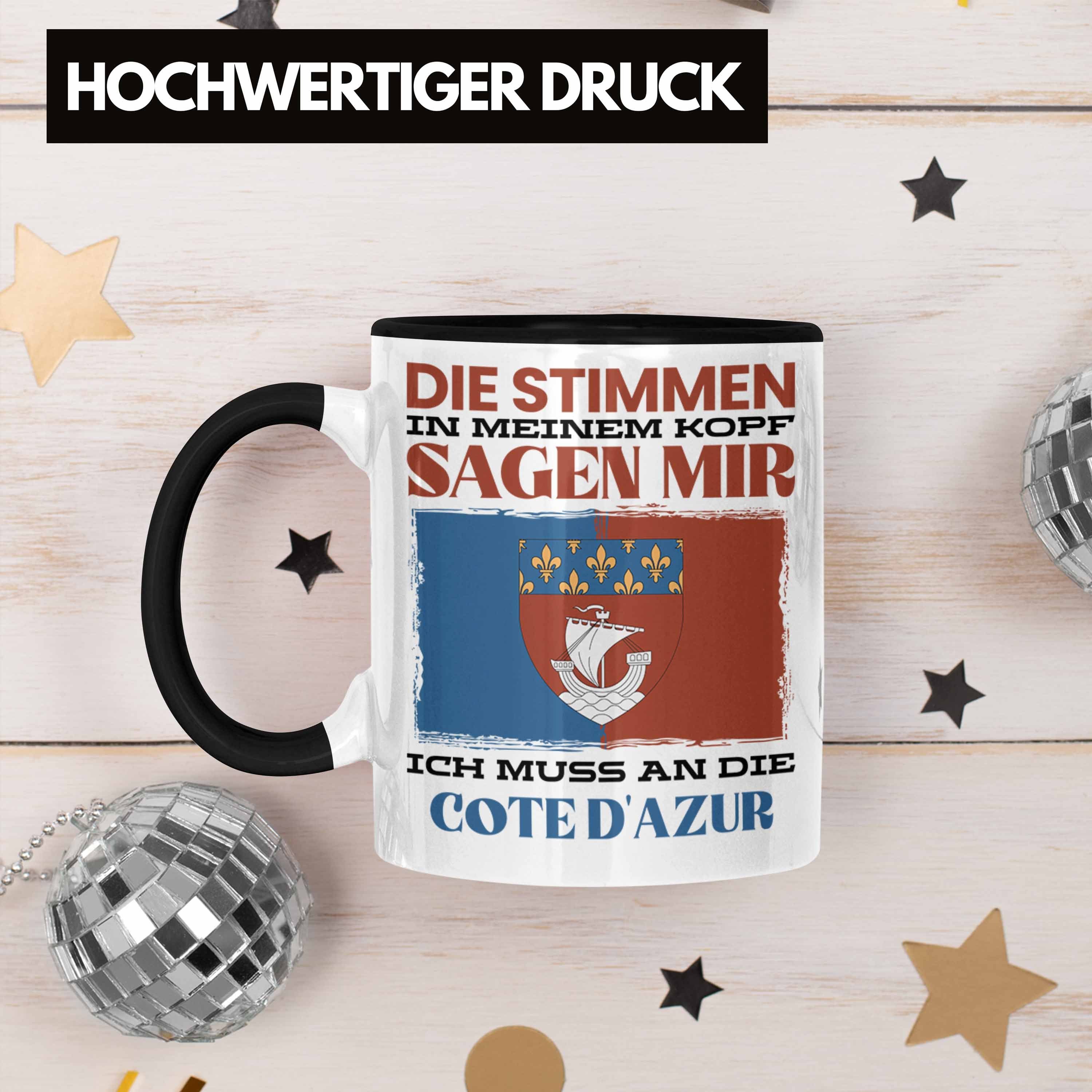 Trendation Frankreic D'azur Spruch Schwarz Cote Geschenk Trendation - Heimat Tasse Urlaub Tasse