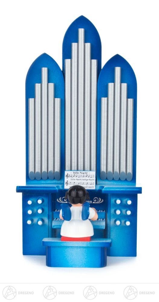 der blaue Höhe x Erzgebirge Engelfigur Breite Engel an Orgel Tiefe 9,5 sitzend, Dregeno Flügel x