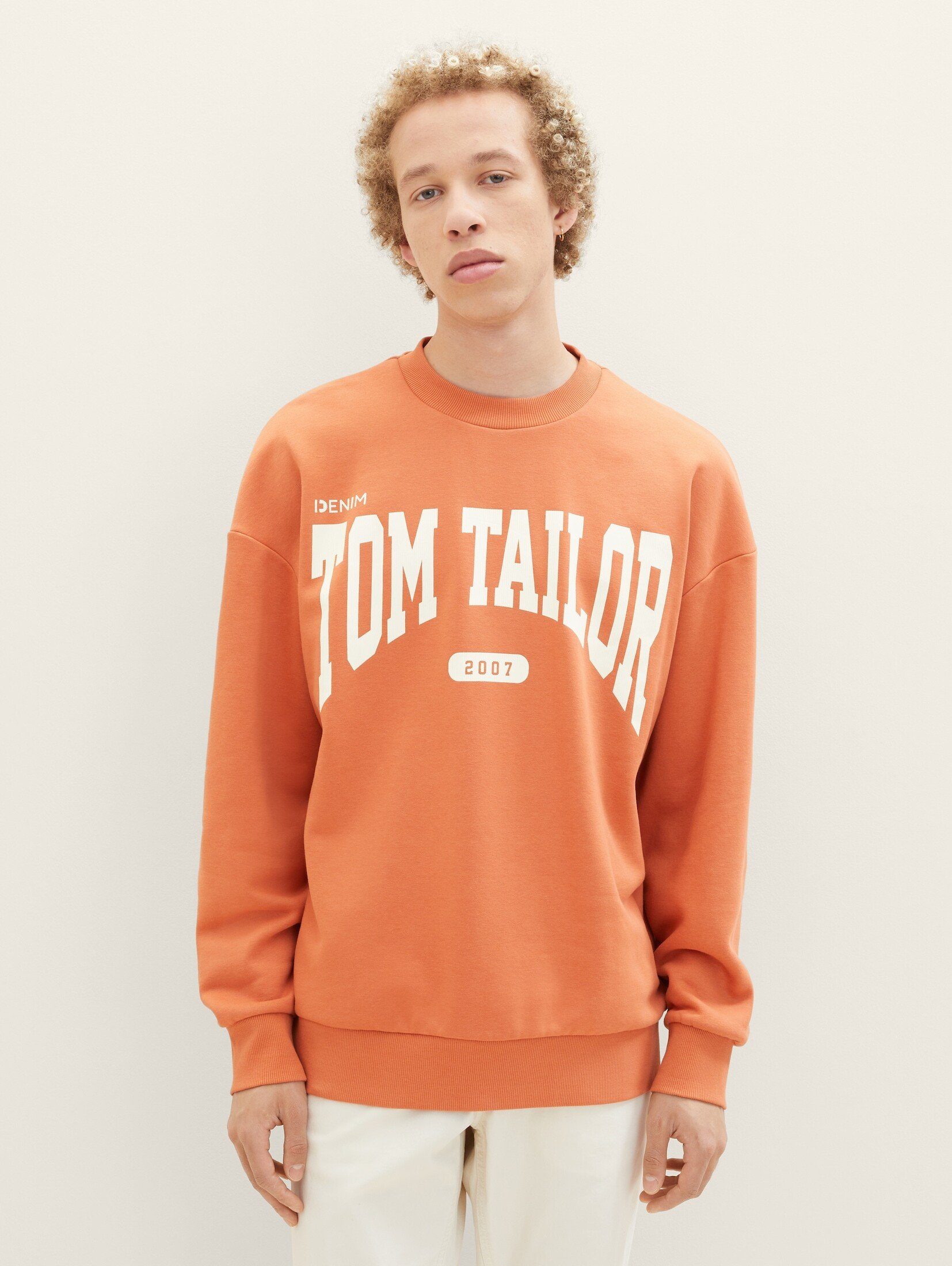 TOM TAILOR Denim Hoodie Sweatshirt mit Logo Print soft autumn rust
