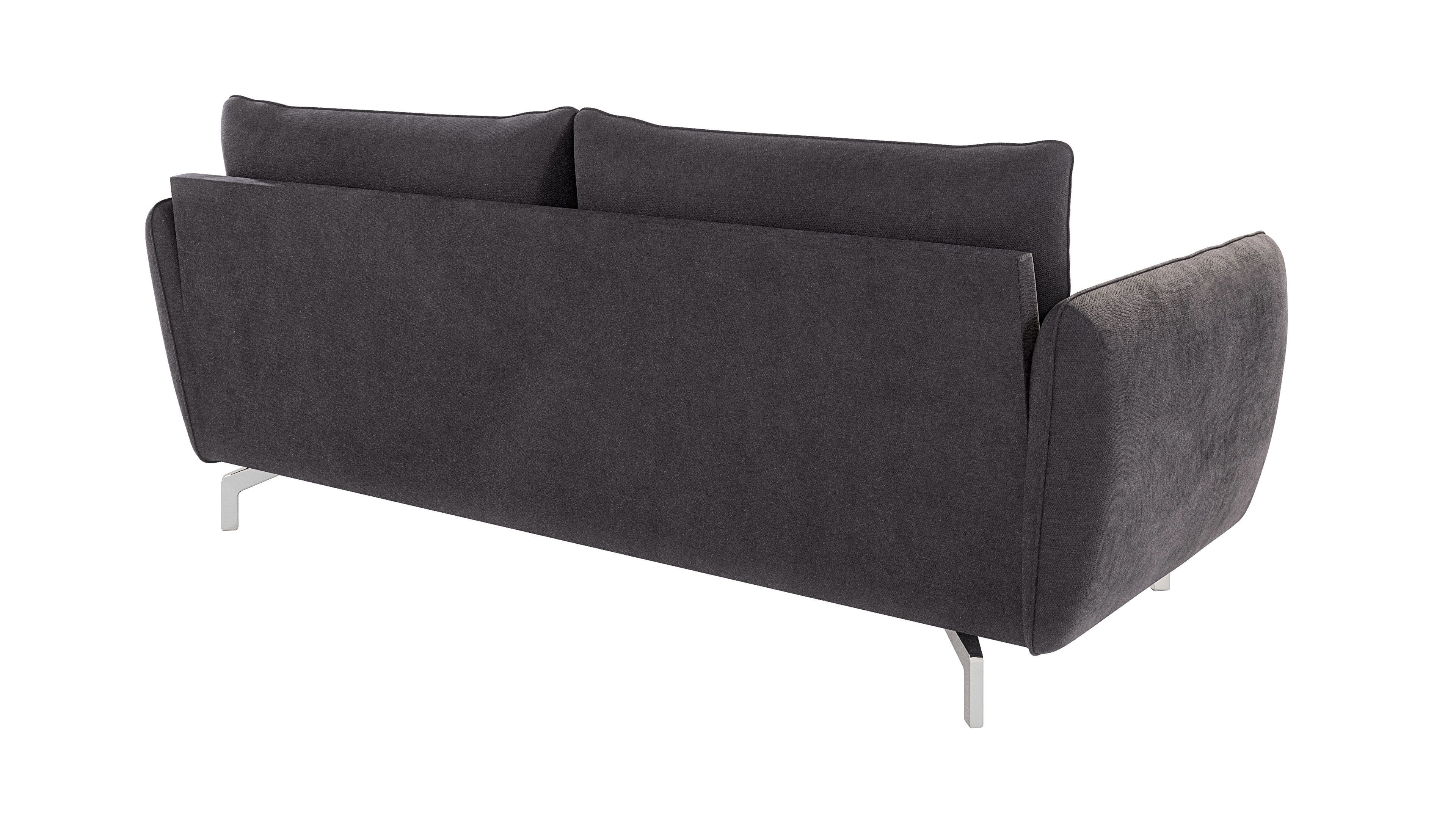 Möbel Metall S-Style Graphit mit Modernes mit 3-Sitzer Silber Wellenfederung Benita Sofa Füßen,