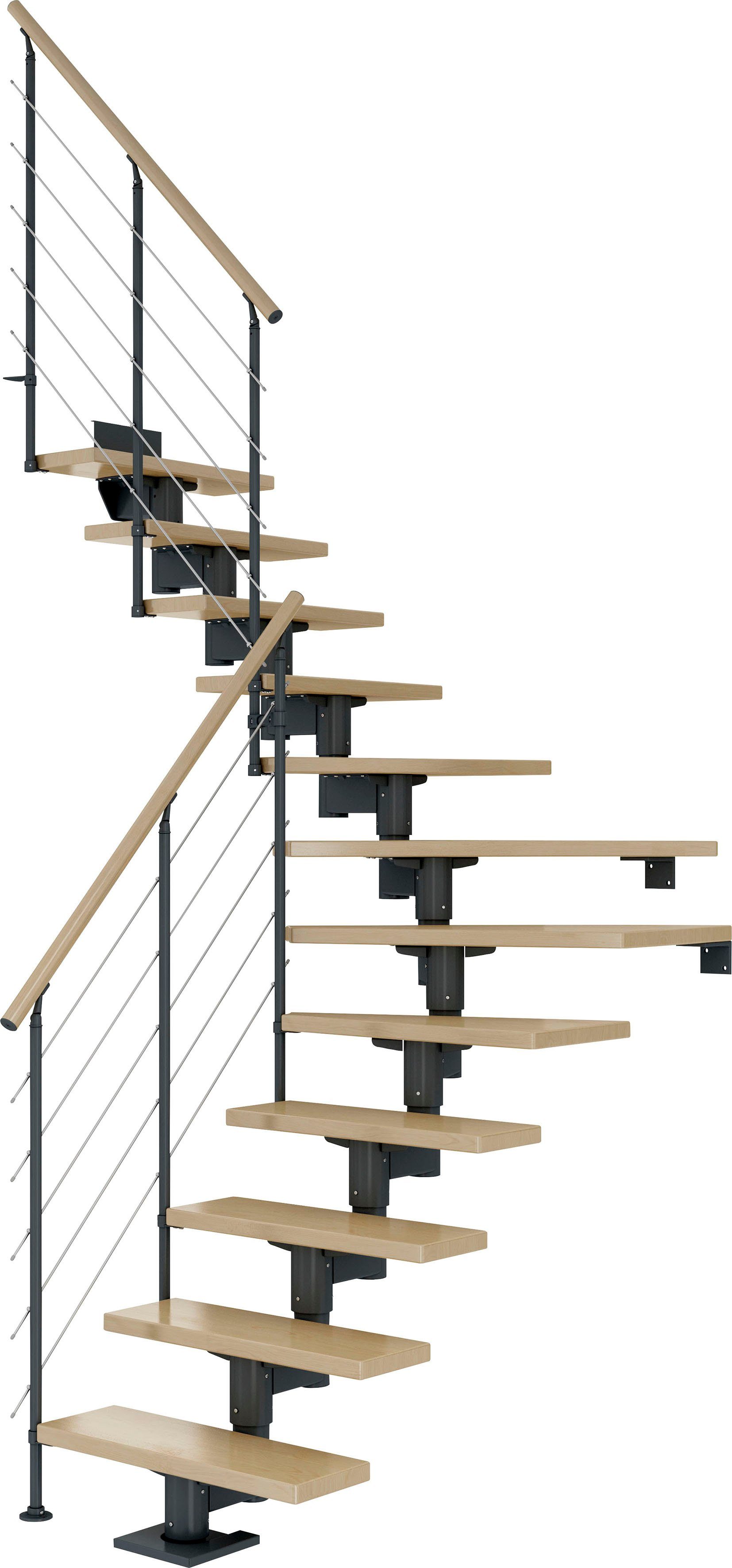 Dolle Mittelholmtreppe Cork, für Geschosshöhen bis 292 cm, Stufen offen