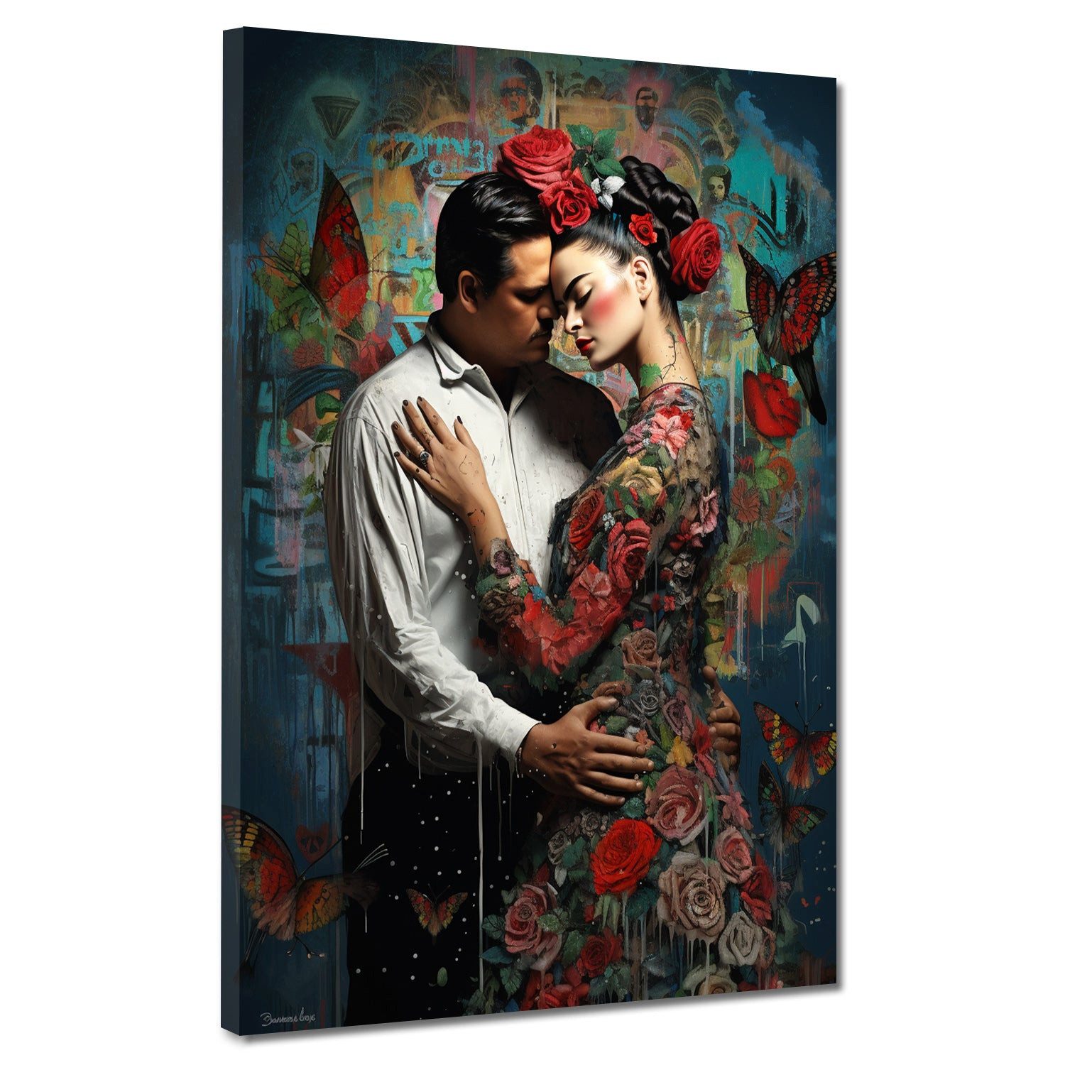 Artedinoi Leinwandbild Lady Frida verliebt Leinwandbild Wandbild Kunstdruck XXL Deko
