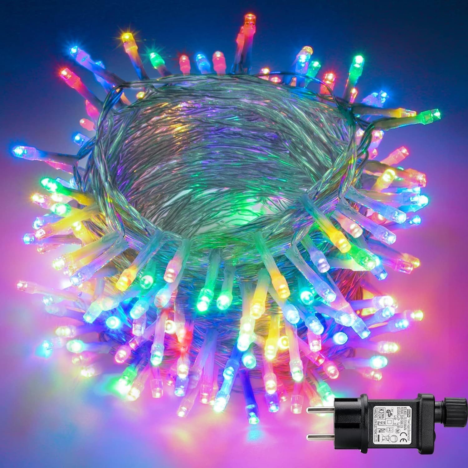 LED-Lichterkette 10 m LED-Lichterkette für den Außenbereich, 8 Modi, wasserdicht IP44