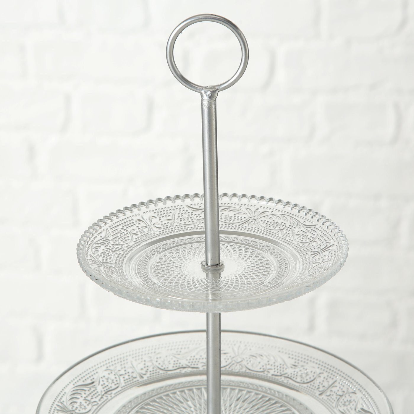 BOLTZE GRUPPE GmbH Etagere Etagere aus Glas mit zwei Ebenen, RELIEF, 35 cm, Glas, (Etagere)