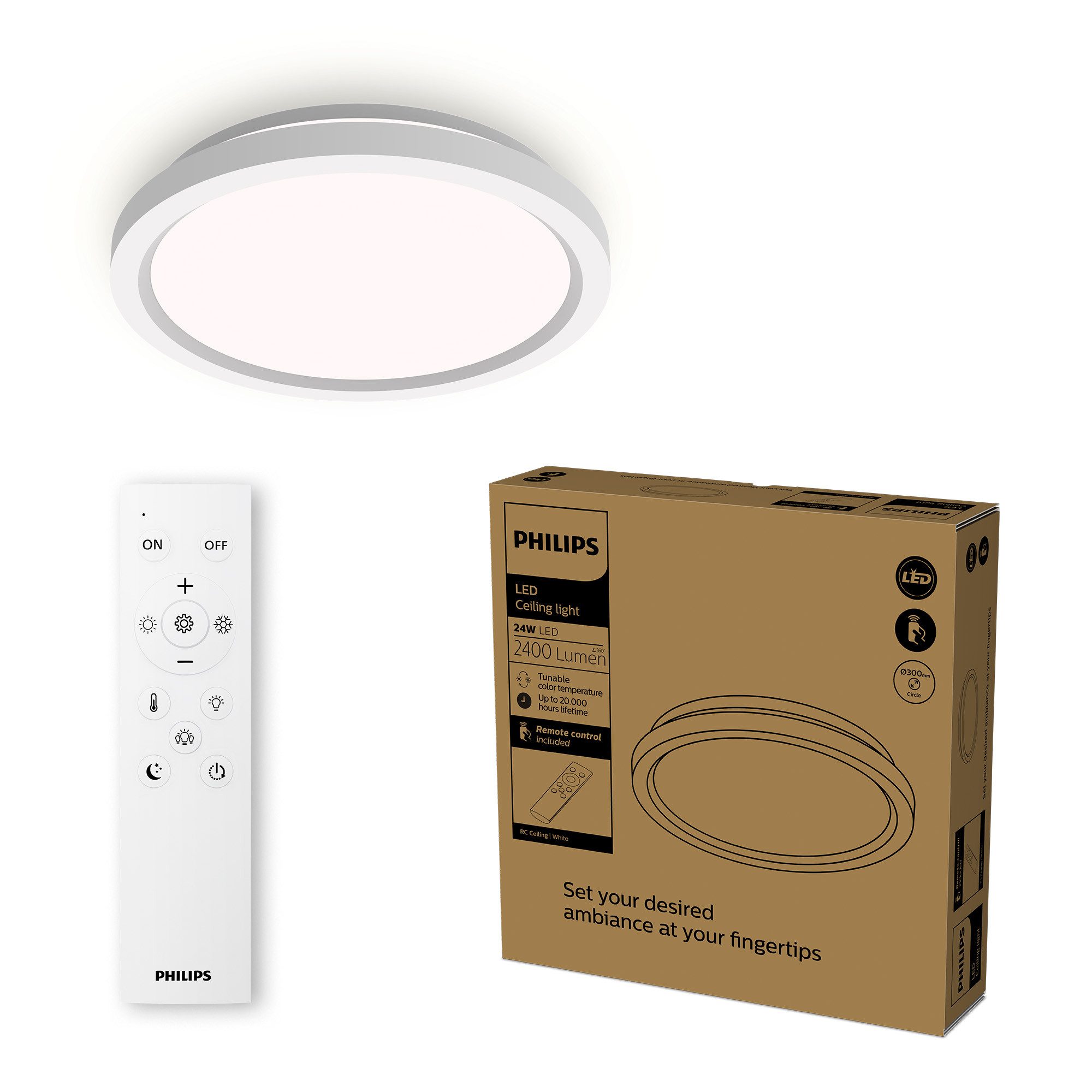 Philips LED Deckenleuchte All-In-One Leuchte, 24W, 2400 Lumen, 30cm rund, w günstig online kaufen