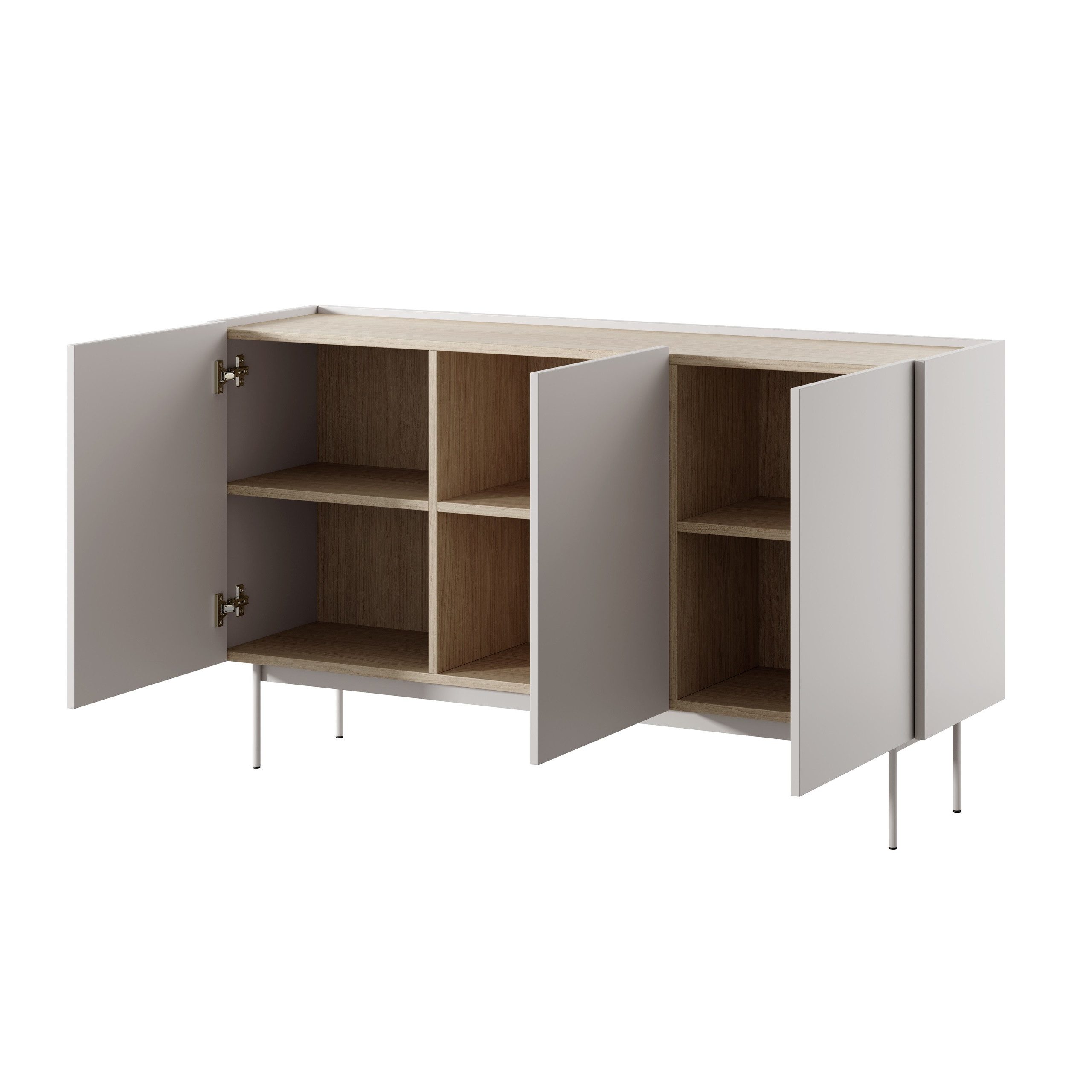 Masseno Kommode COLORE 144 cm Sideboard mit 3 Türen Kaschmir
