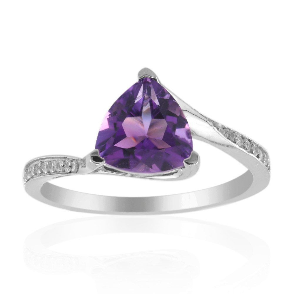 Cavill Silberring Cavill Amethystring 925 Silber, 1,67 ct Trillantschliff, Zirkon Pave (1-tlg)