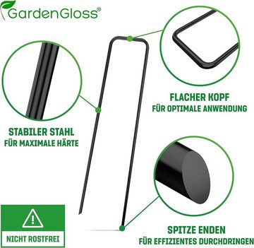 GardenGloss Bodenanker Stahl-Erdanker: Ø2.7mm - 150mm x 25mm für Unkrautvlies, Zaun, Camping, (25-St)