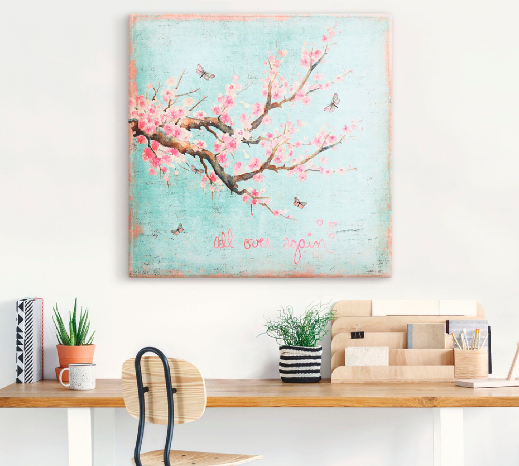 Artland Leinwandbild Er ist wieder da, Blumen (1 St), auf Holzrahmen gespannt