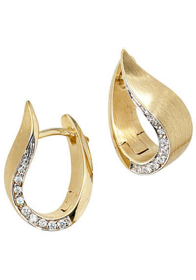 JOBO Paar Сережки-кільця, 585 Gold bicolor mit 18 Diamanten