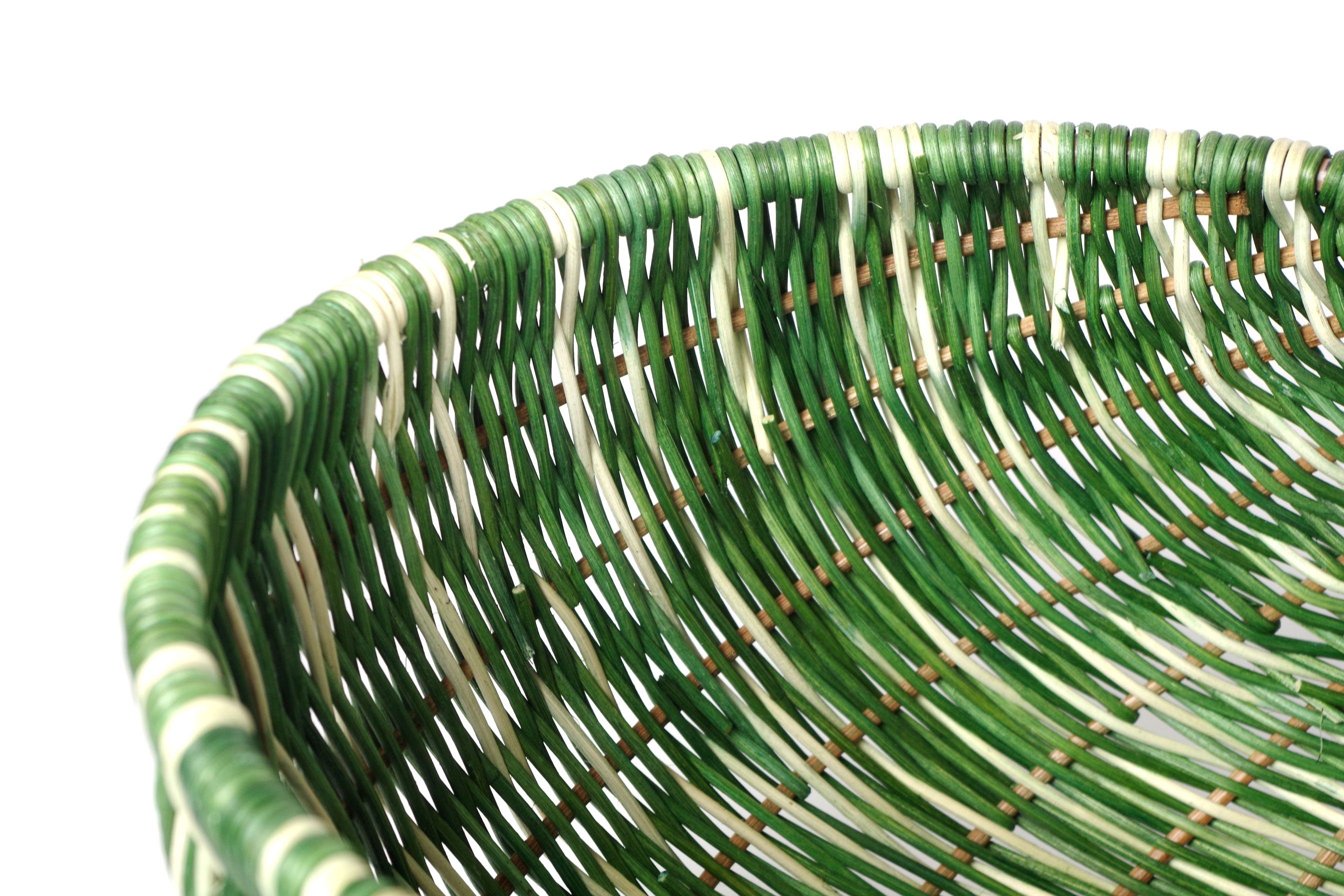 Kobolo Einkaufskorb Rattankorb multicolor 50 l mit grün Korb Henkel S2