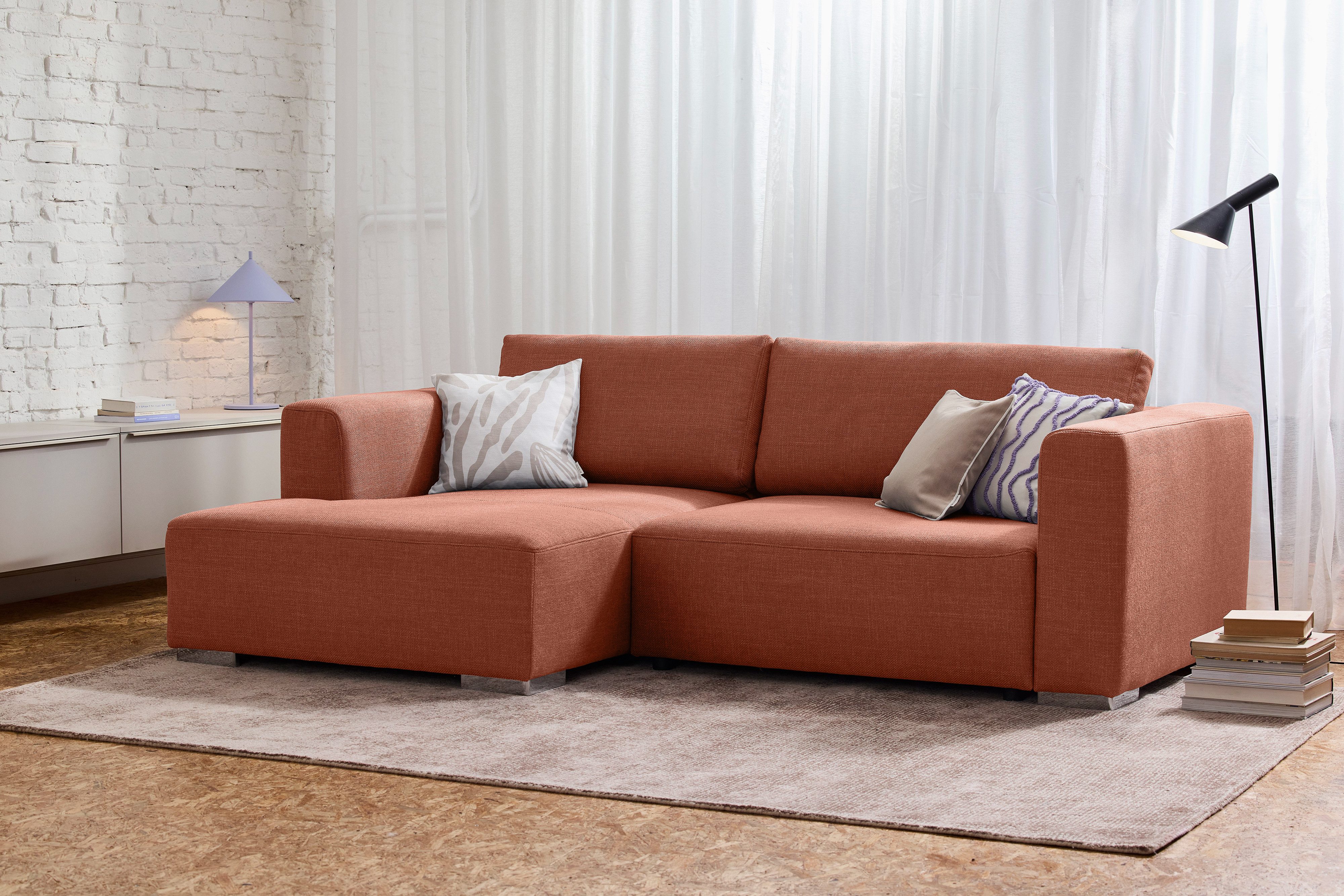 TOM TAILOR HOME Ecksofa HEAVEN – kubisches Sofa im klassischem Look – mit festem Sitz, optional mit Schlaffunktion – in vielen schönen Stoffen