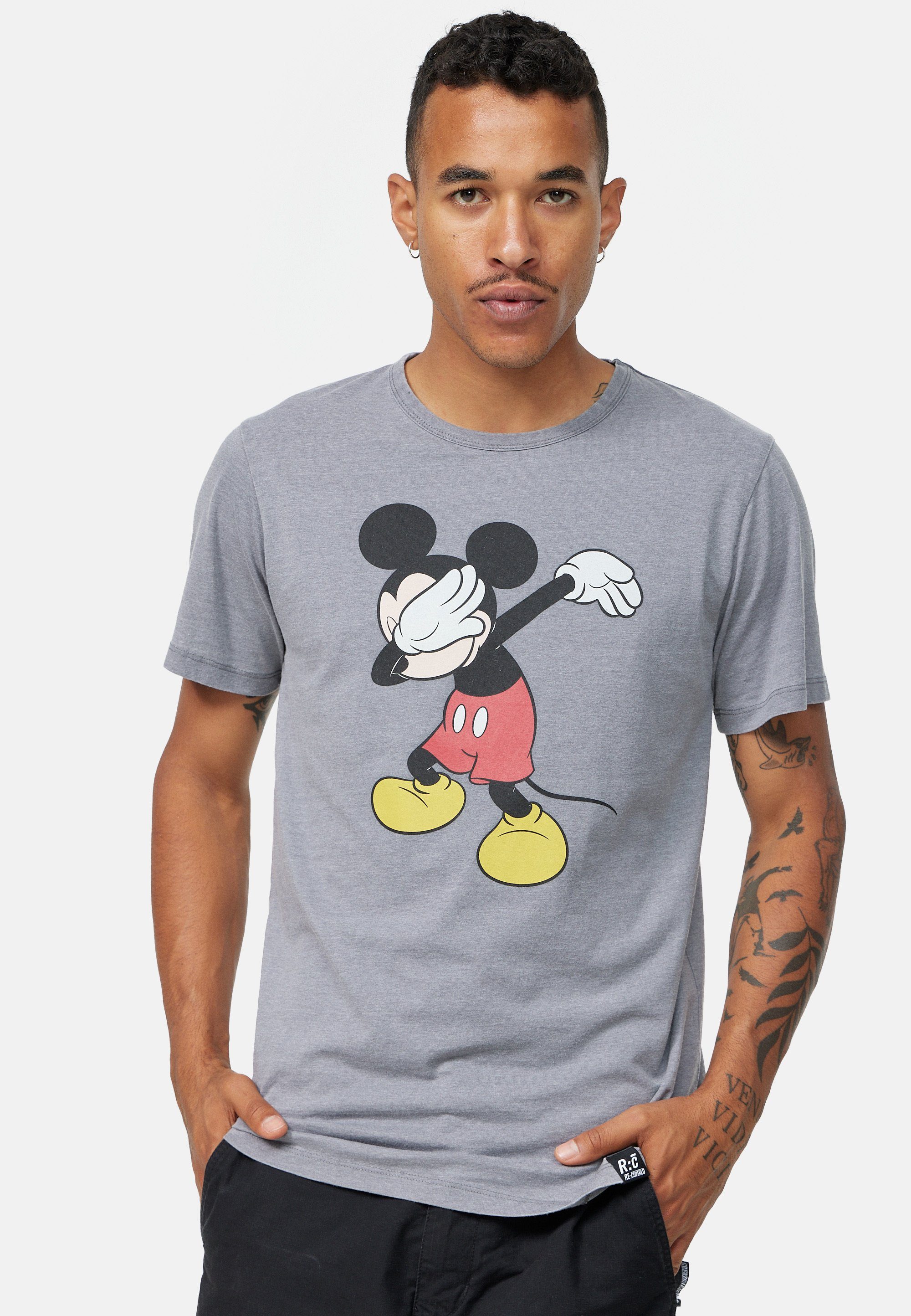 Recovered T-Shirt Disney Mickey Mouse Dabbing Grau