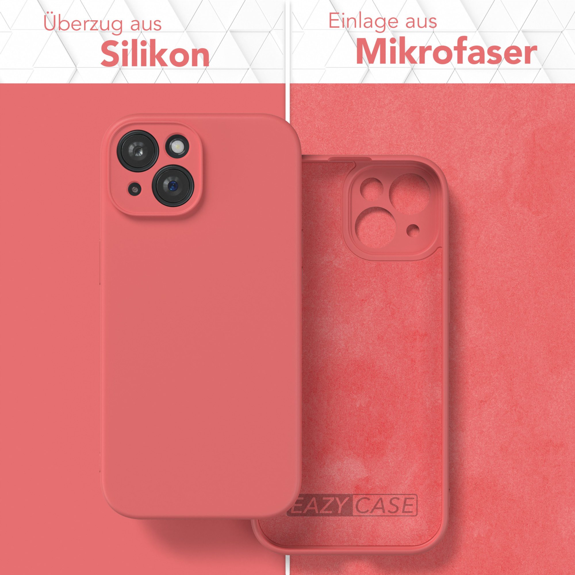 EAZY CASE Handyhülle für Apple iPhone 15 Hülle Silikon 6,1 Zoll, Schutzhülle mit Kameraschutz stoßfest Telefonhülle Matt Rot / Hellrot – Bild 3 von 5