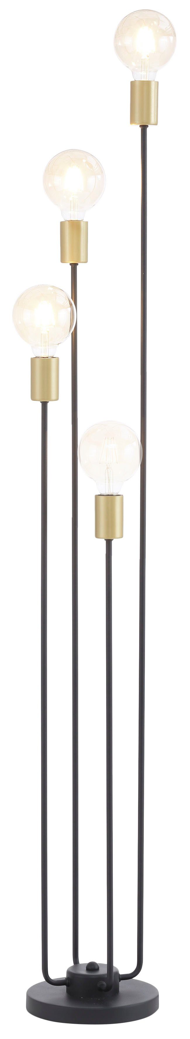 Stehlampe Höhe Leonique cm 137 ohne Jarla, Leuchtmittel, Stehleuchte mit schwarz/goldfarben Fassungen, goldfarbenen/schwarzen