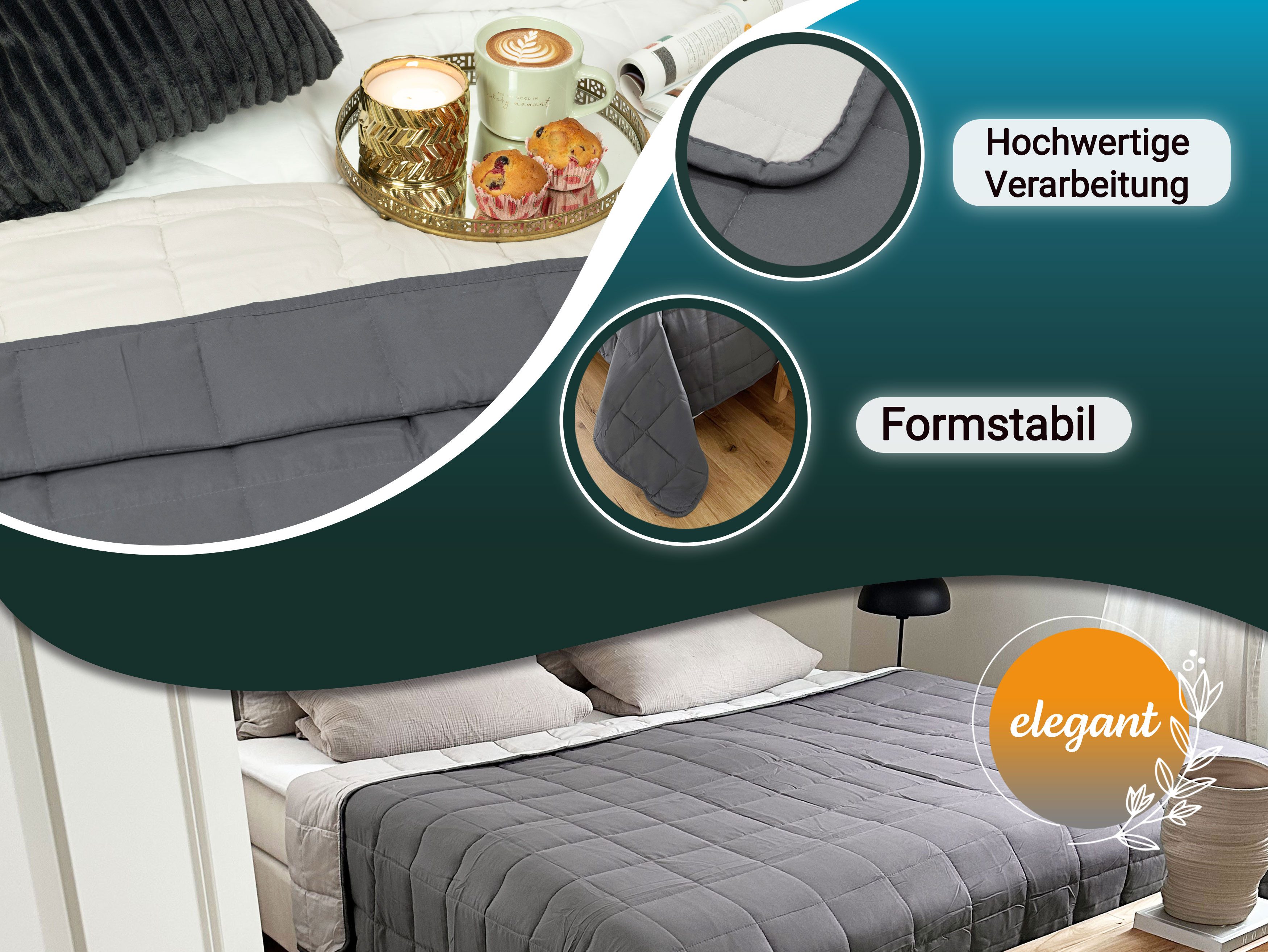 ZOLLNER Tagesdecke, 170 x 260 cm, 100% Polyester