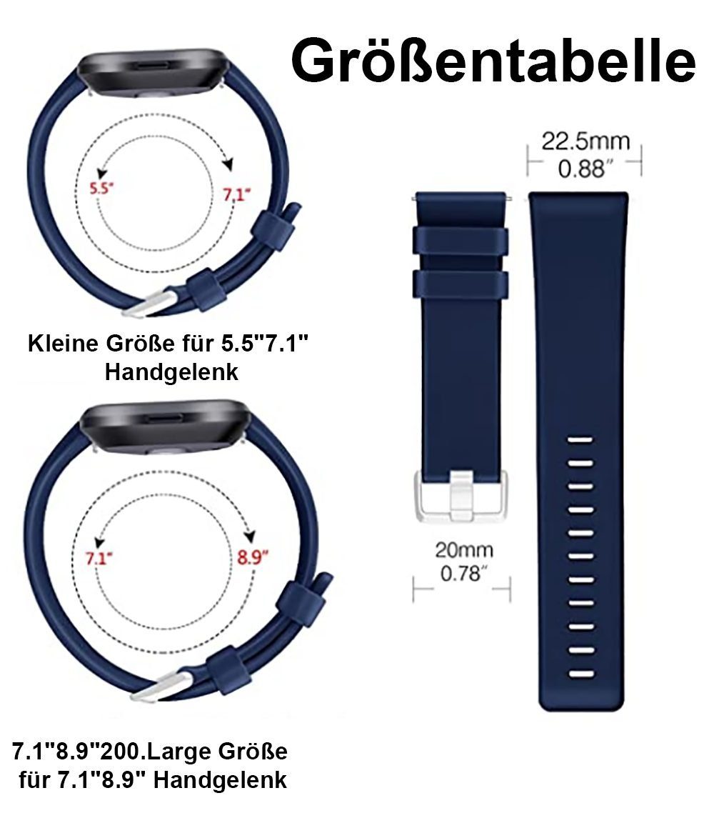Uhrenarmband,Watchband,Armband,Uhrenarmbänder, Versa/2/Lite, Smartwatch-Armband Schwarz Für Fitbit Silikon, Fitbit 22 Blau Diida Versa-Armband, mm,