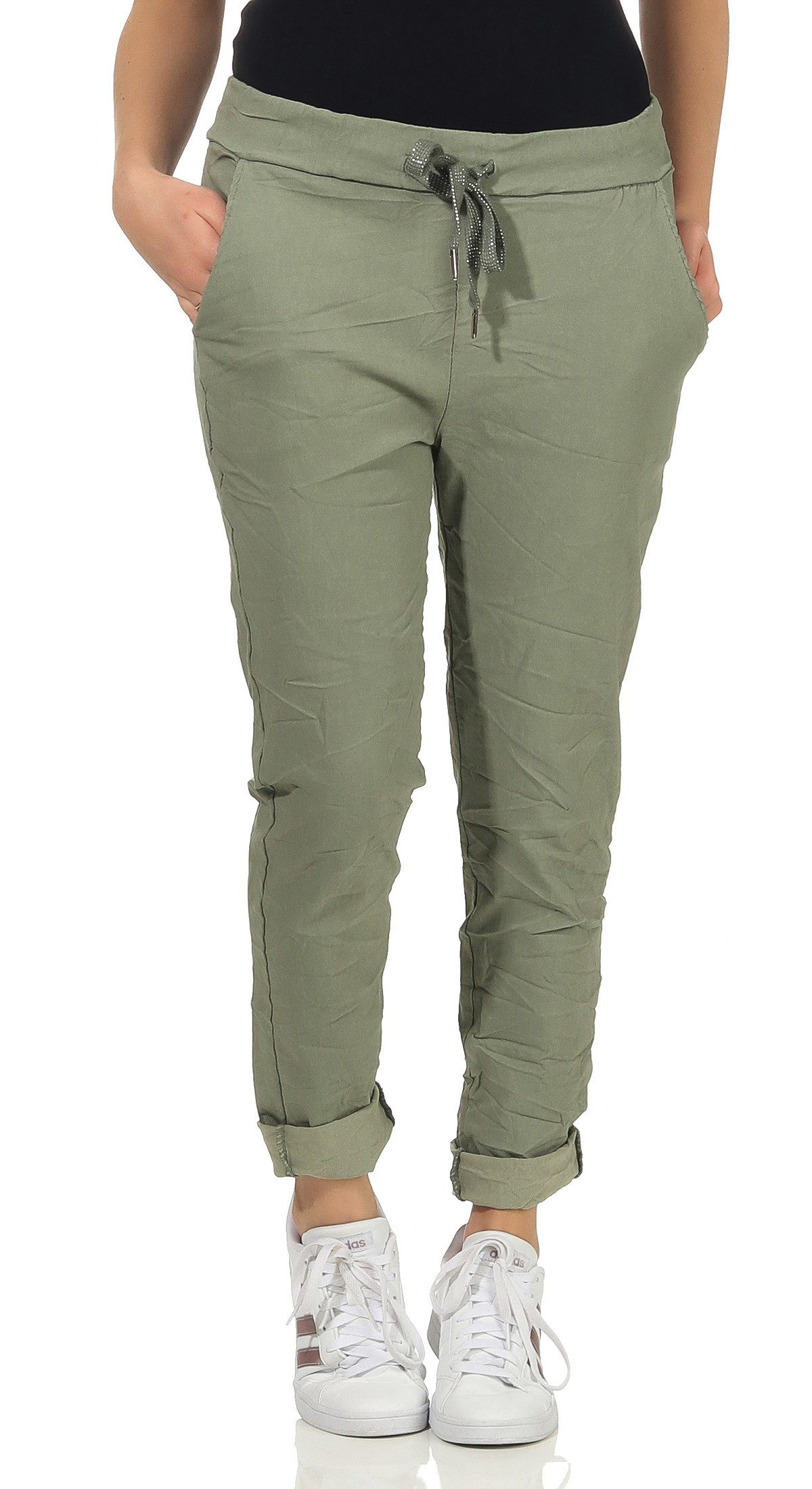 CLEO STYLE Stoffhose Damen Jogginghose 88 Grün