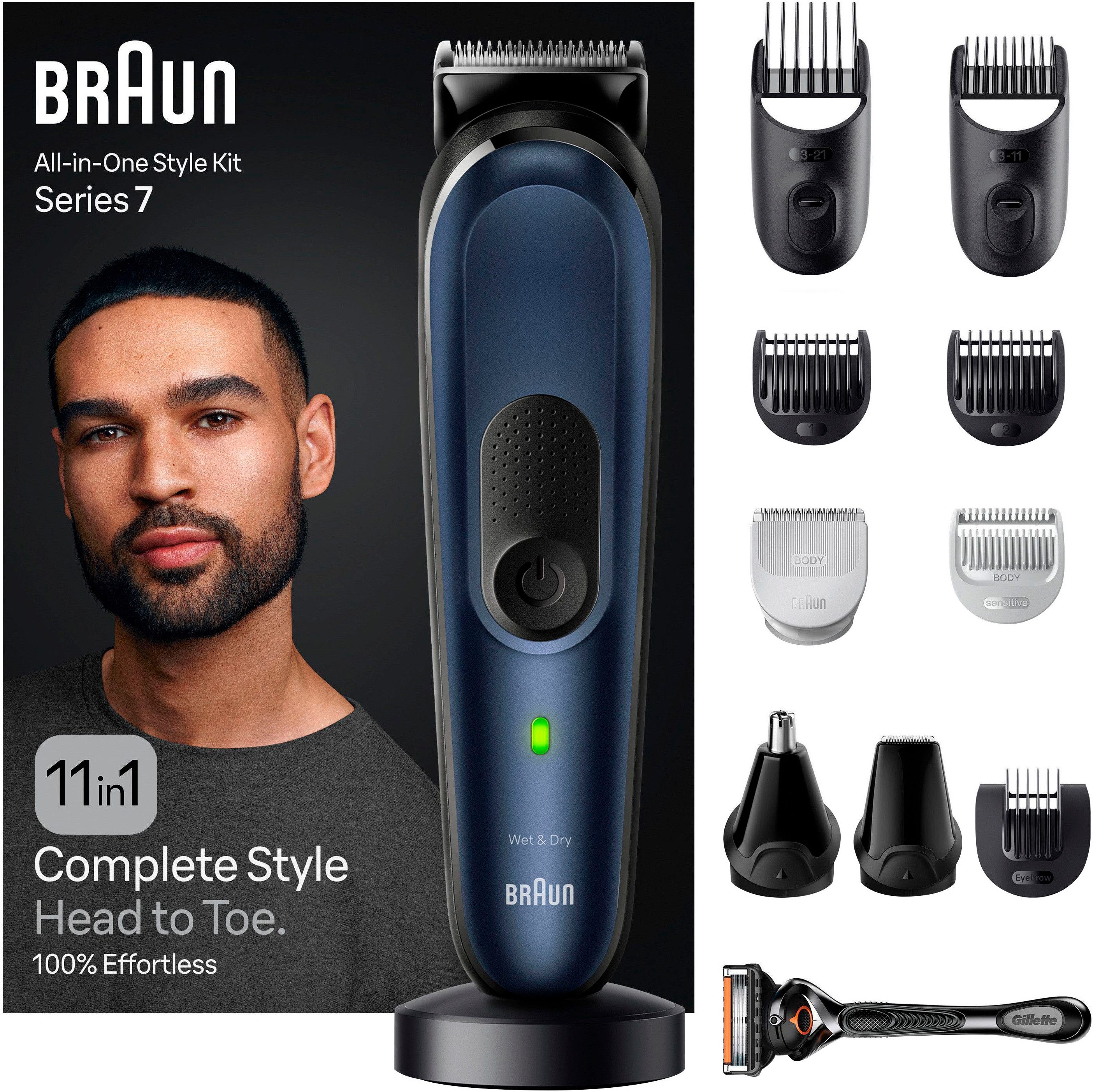 Braun Haarschneider All-In-One Styling Set MGK7450, Styling Set, Wasserdicht, 11-in-1 Barttrimmer