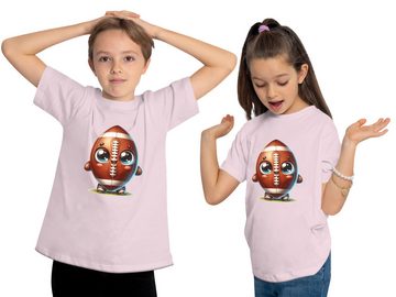 MyDesign24 T-Shirt Kinder Football Print Shirt - Niedlicher American Football mit Augen Bedrucktes Jungen und Mädchen American Football T-Shirt, i491