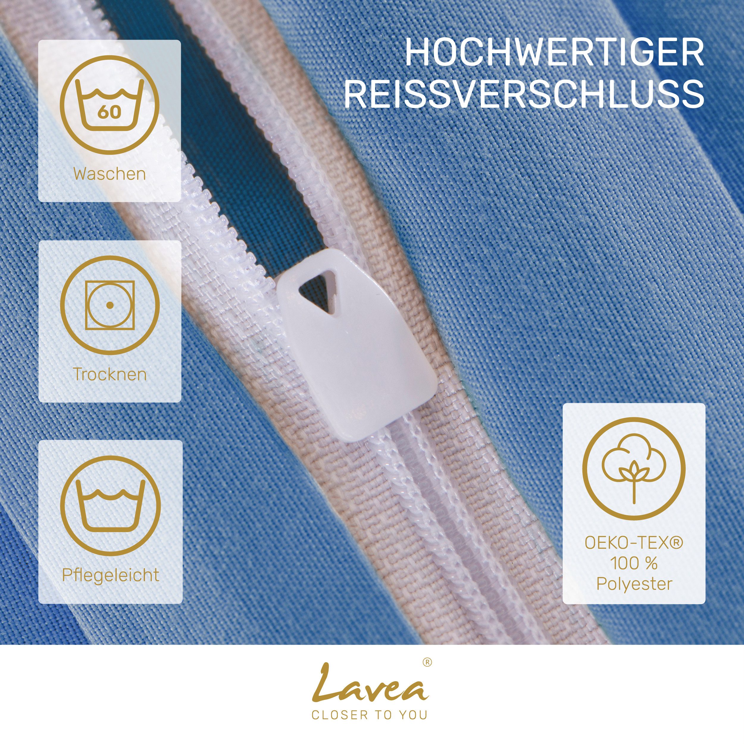 Lavea Bettwäsche Mikrofaser Bettwäsche-Sets mit Kissenbezügen und Bettbezügen, 2 teilig, Bettbezug und Kissenbezug mit Reißverschluss, weich, hypoallergen