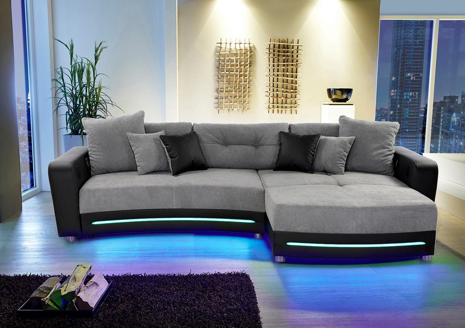 Jockenhöfer Gruppe Ecksofa Laredo L-Form, inklusive RGB-LED-Beleuchtung und Bluetooth-Soundsystem