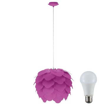 etc-shop LED Pendelleuchte, Leuchtmittel inklusive, Warmweiß, Design Pendel Decken Hänge Lampe Leuchte violett im Set inkl. 10W