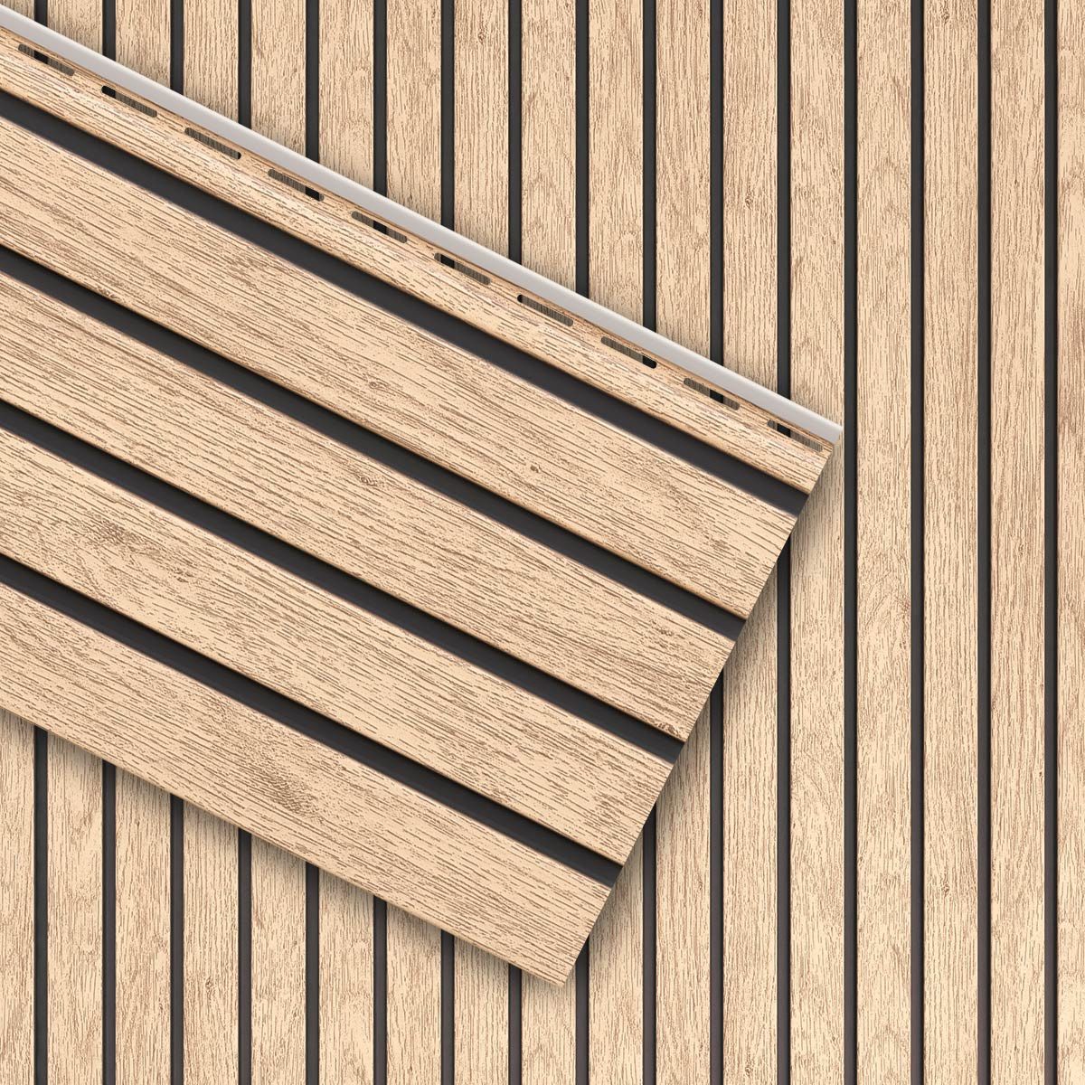 VILO Verkleidungspaneel Canadian Siding Fronto V-Black Std. 2,95m Stück 0,74qm light oak, BxL: 28,5x295 cm, 0,963 qm, (Stückweise 1 Paneel, 0,963 qm) 2-lagig, schwarze Fuge, pflegeleicht, abwaschbar, Leichtgewicht