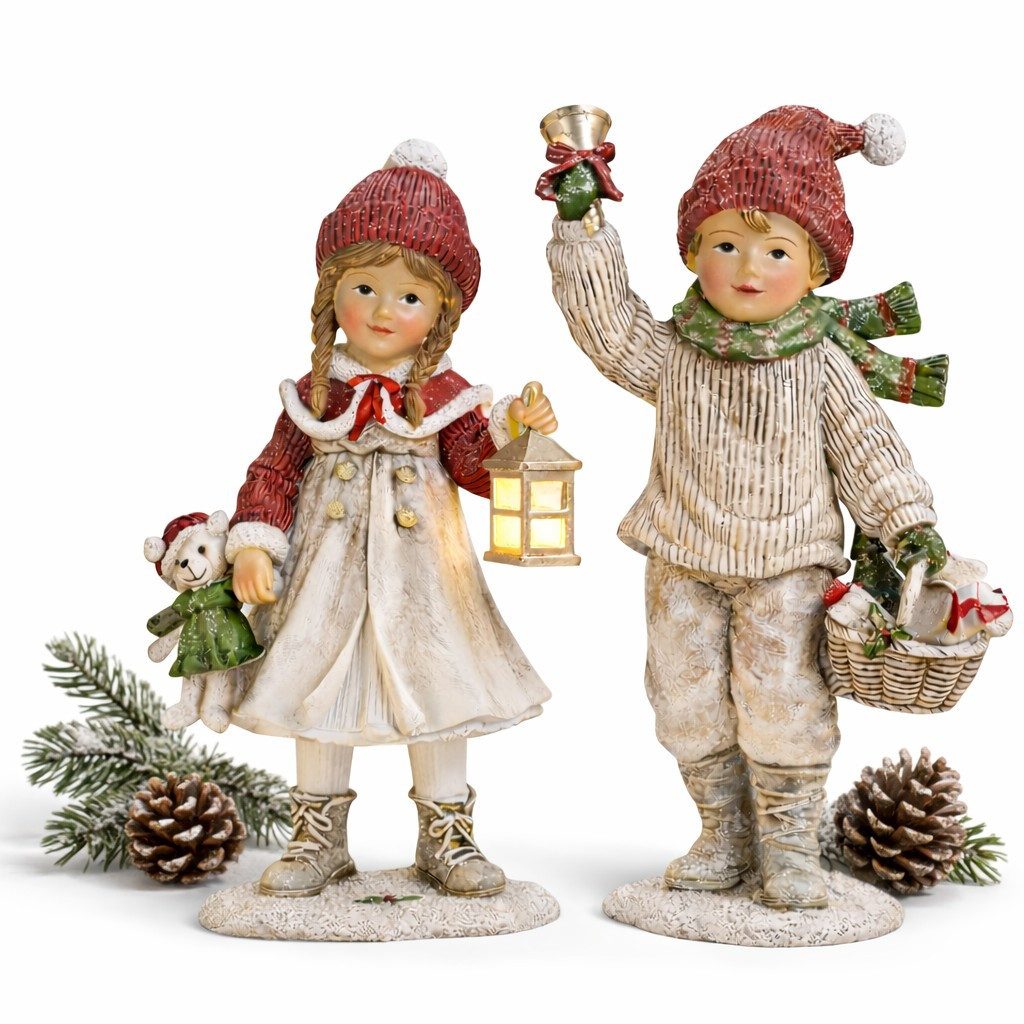 Wurm Weihnachtsfigur Otto Hochwertige Deko-Figuren 2er Set WINTER-KINDER
