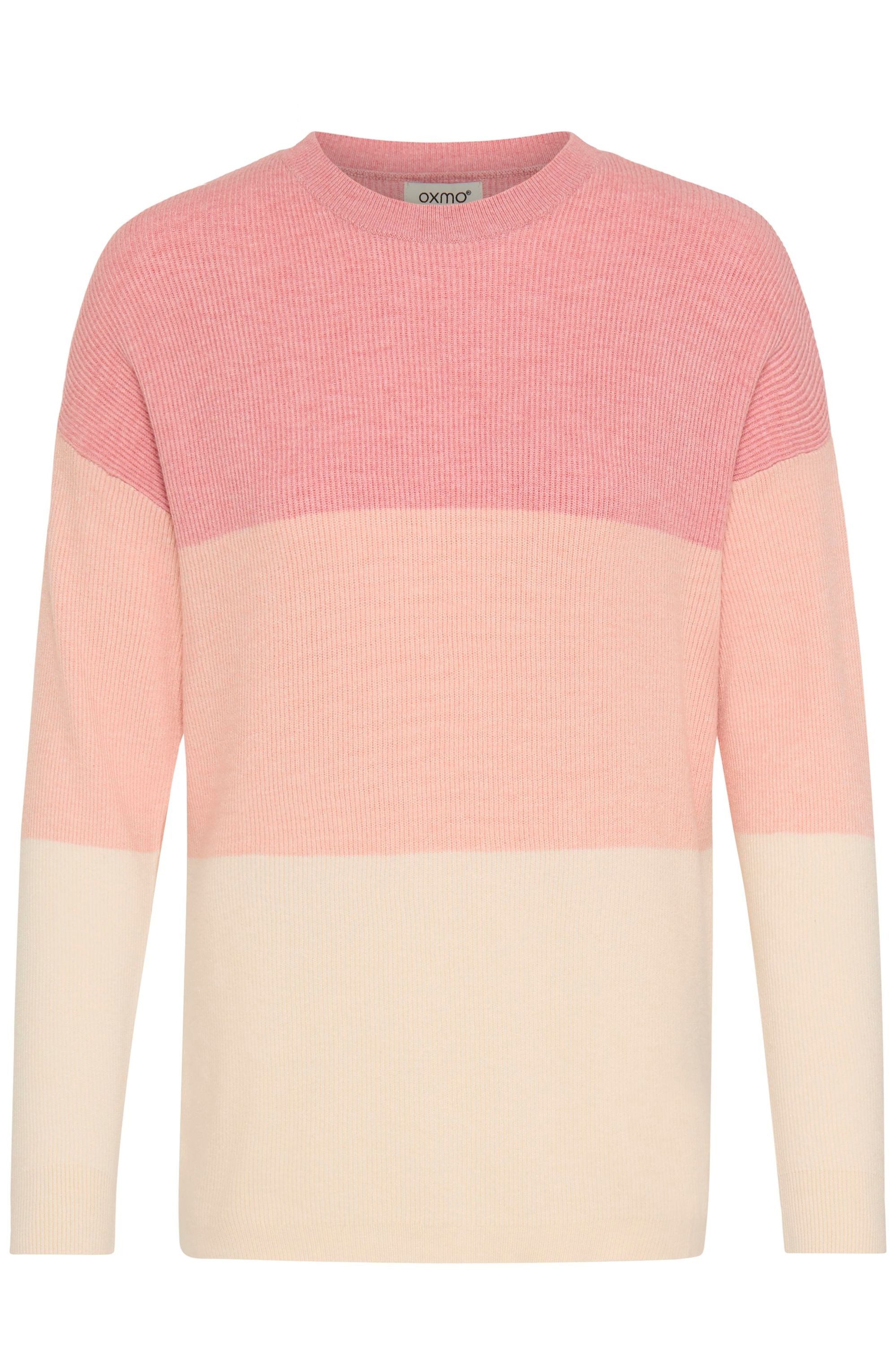 OXMO Strickpullover OXIManny Gerippter Feinstrick-Pullover in Colorblock-Optik