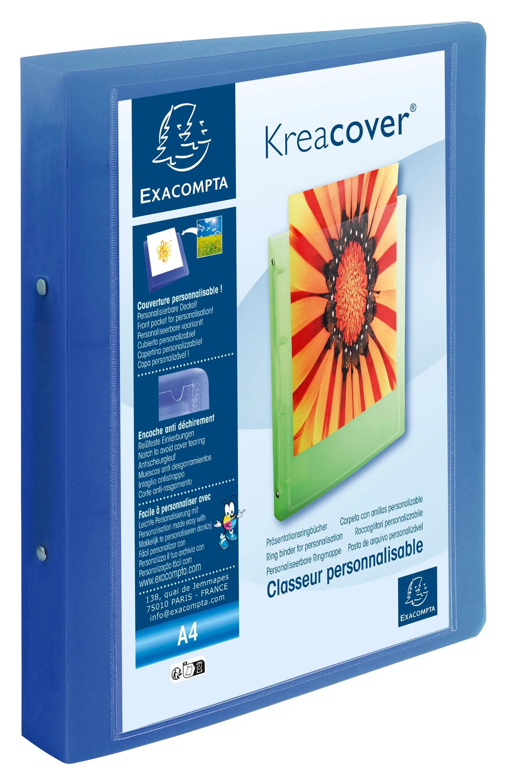 EXACOMPTA Ringbuchmappe 12x Ringbuch PP 1mm 2Ring 30mm Rücken 40mm A4 Maxi sortiert 54869E, Personalisierbar Ringbücher