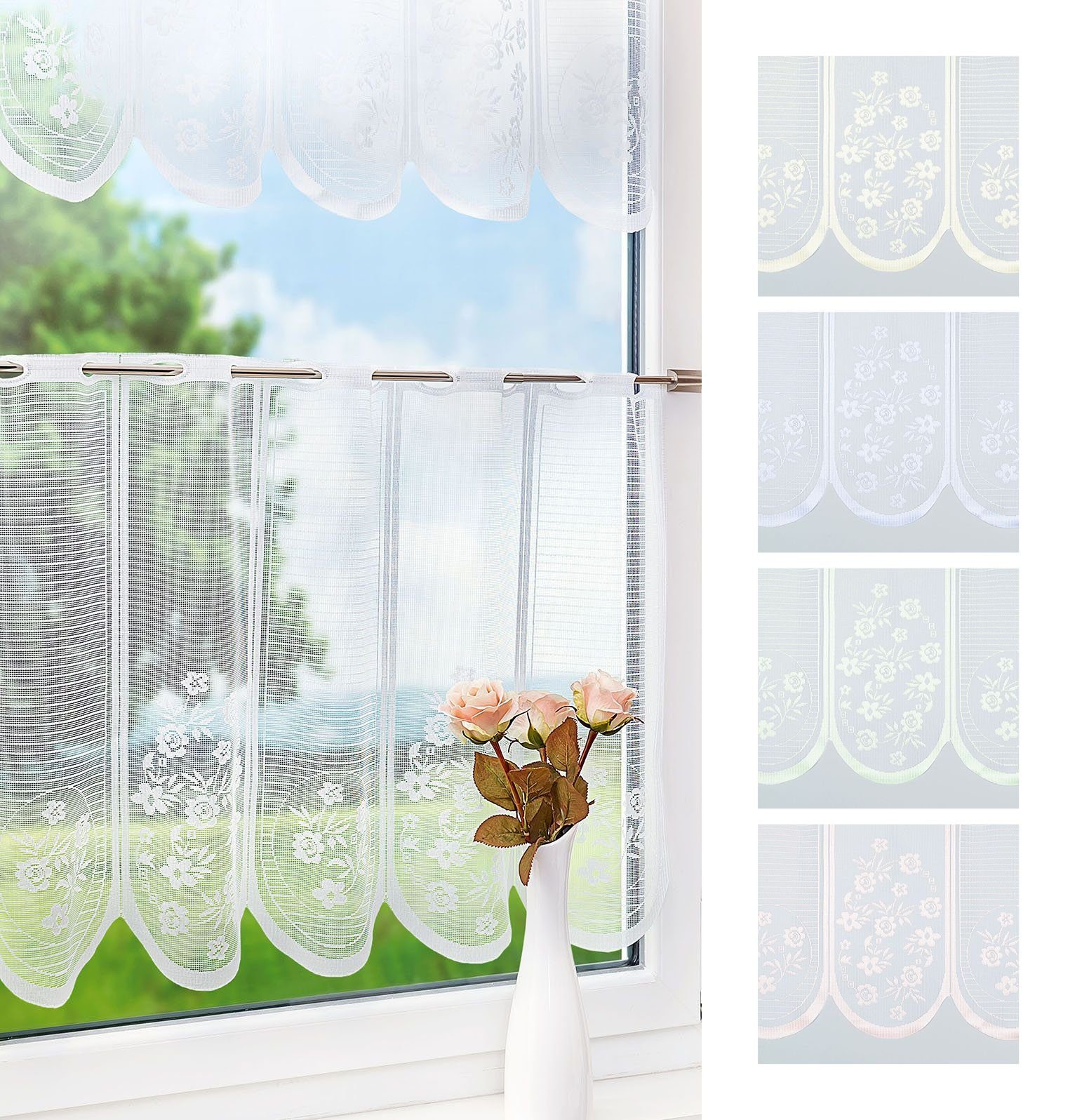 Scheibengardine SET n Blumenranken, LYSEL®, (1 St), transparent, HxB 50x150cm