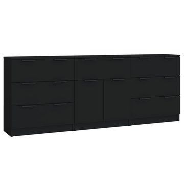 vidaXL Sideboard 3-tlg. Sideboard Schwarz Holzwerkstoff (3 St)