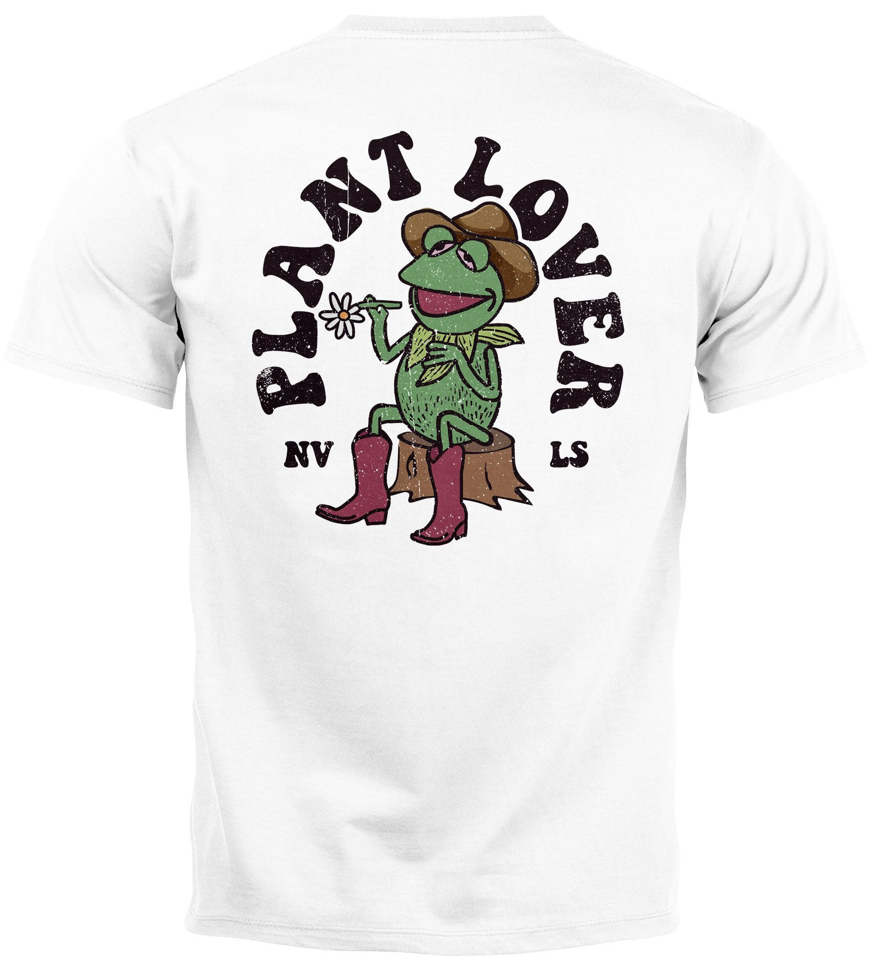 Print-Shirt Backprint T-Shirt Herren Rückendruck und Brustlogo Frosch Plant Lover