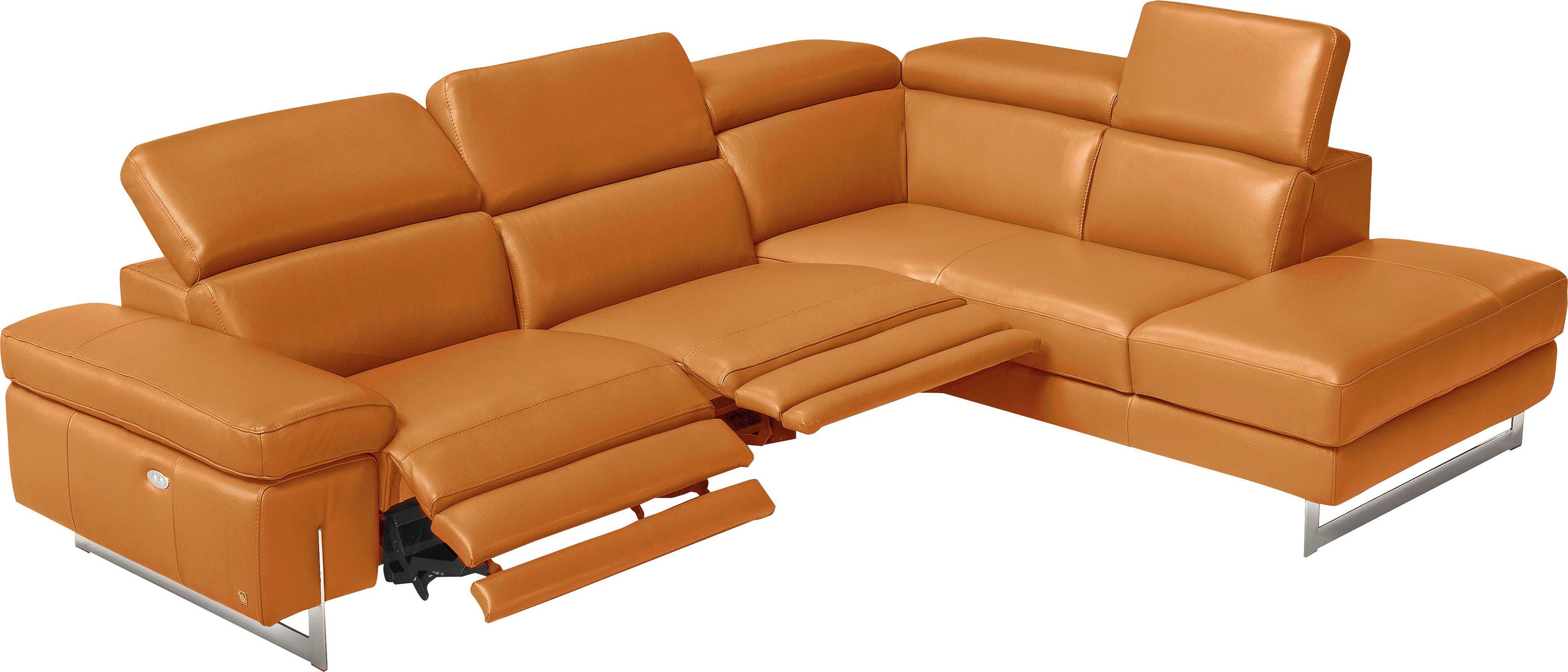 Egoitaliano Ecksofa Candice, elegant, edel und bequem, erstklassiger Sitzkomfort, L-Form, inkl. 2 elektrischer Relaxfunktionen, Bedienung über Taste an Armlehne