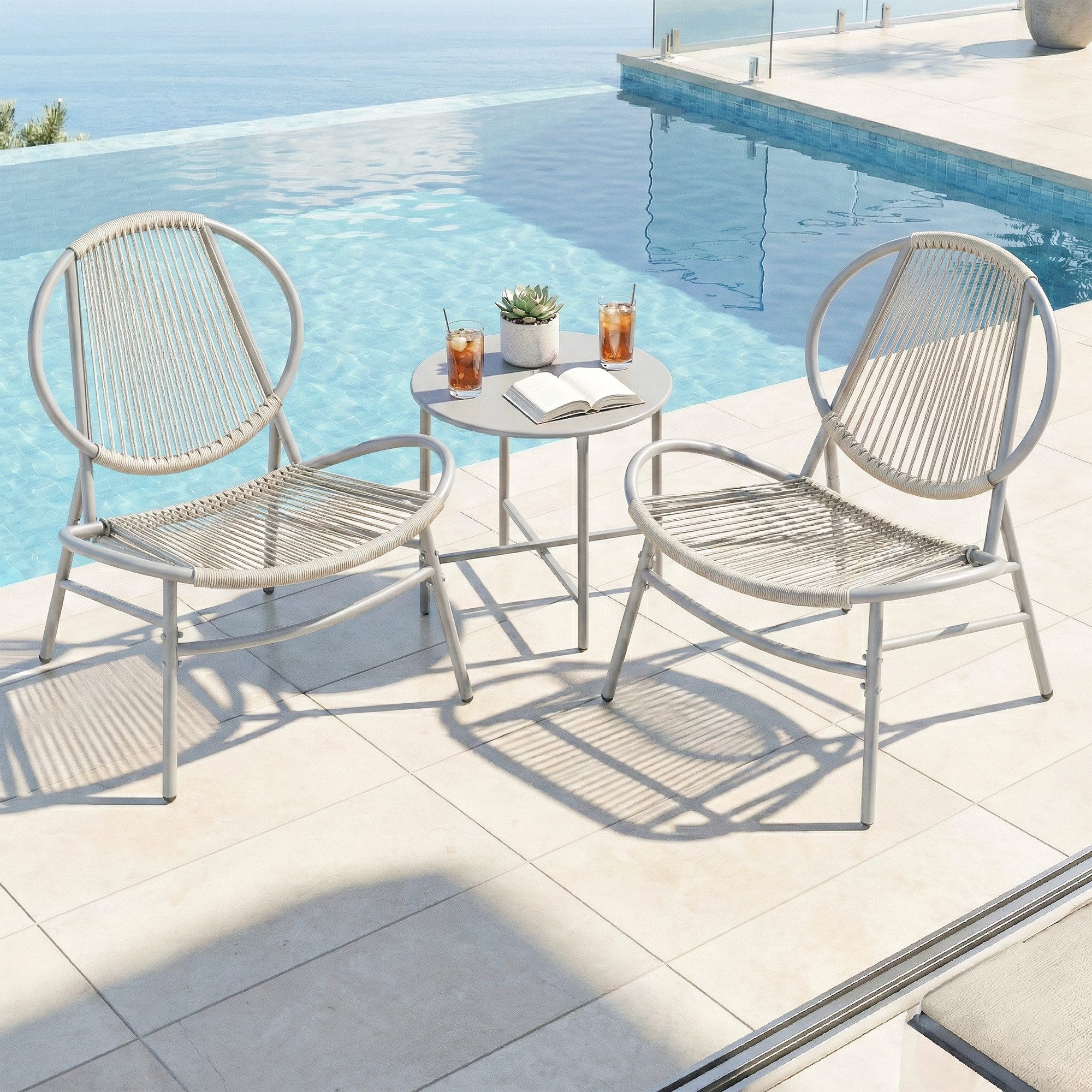 SONGMICS Gartenlounge-Set, (3-tlg), Balkonmöbel, Gartenmöbel-Set, aus PE-Polyrattan, Outdoor