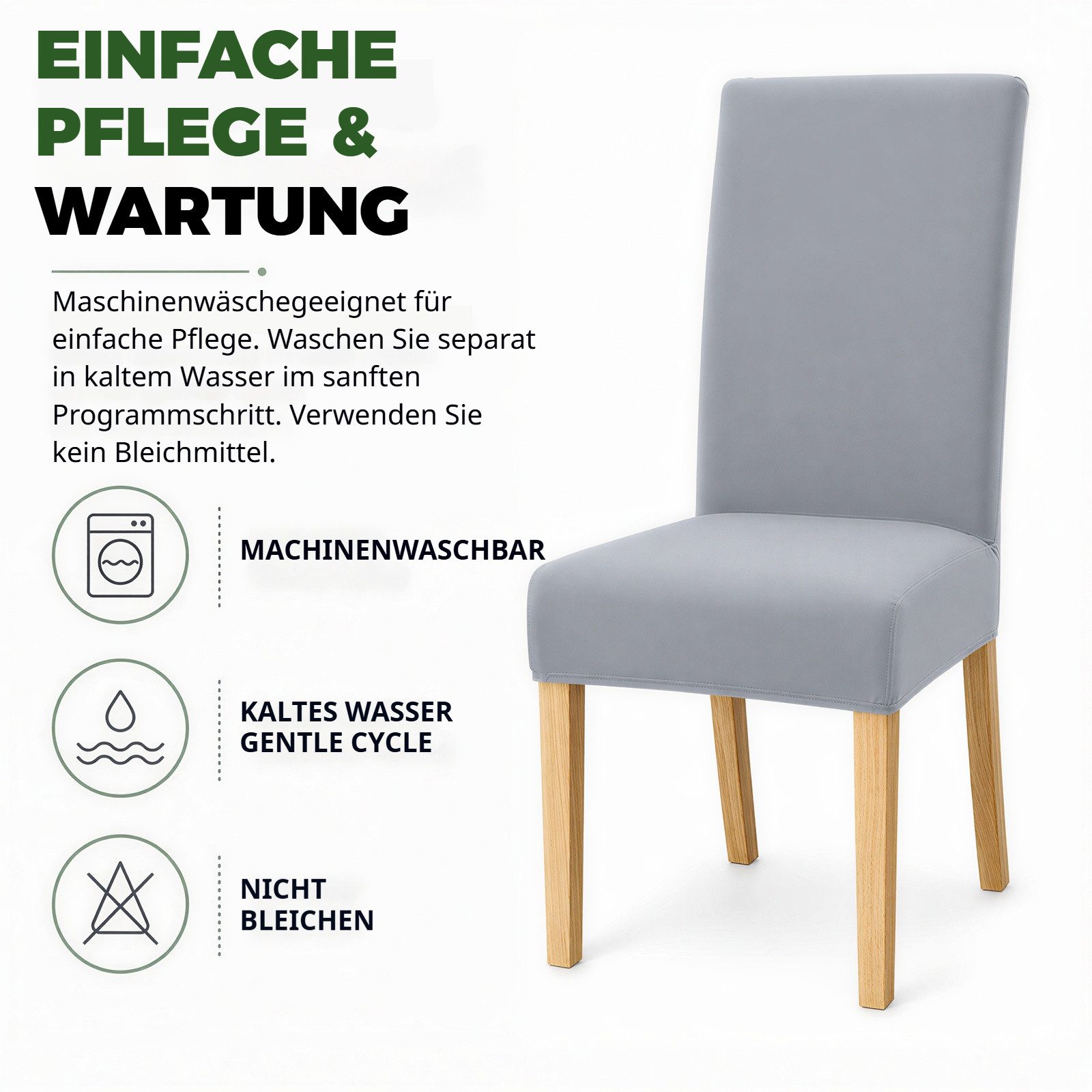 BlingBin Stuhlhusse Stretch Stuhlhussen für Esszimmer, Abnehmbar und Waschbar Stuhlbezüge, Parsons-Stuhlbezüge, Stuhlschutz für Küche, Hotel, Restaurant, Grau – Bild 3 von 5