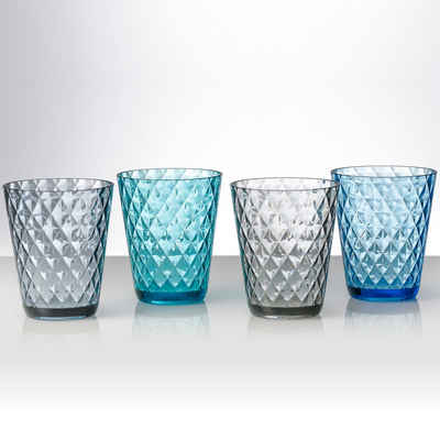 BRUNNER Glas Camping Glas 4er Set Trinkglas Diamond, 100% Polycarbonat, Wasser Стекло Bruchfest 300 ml